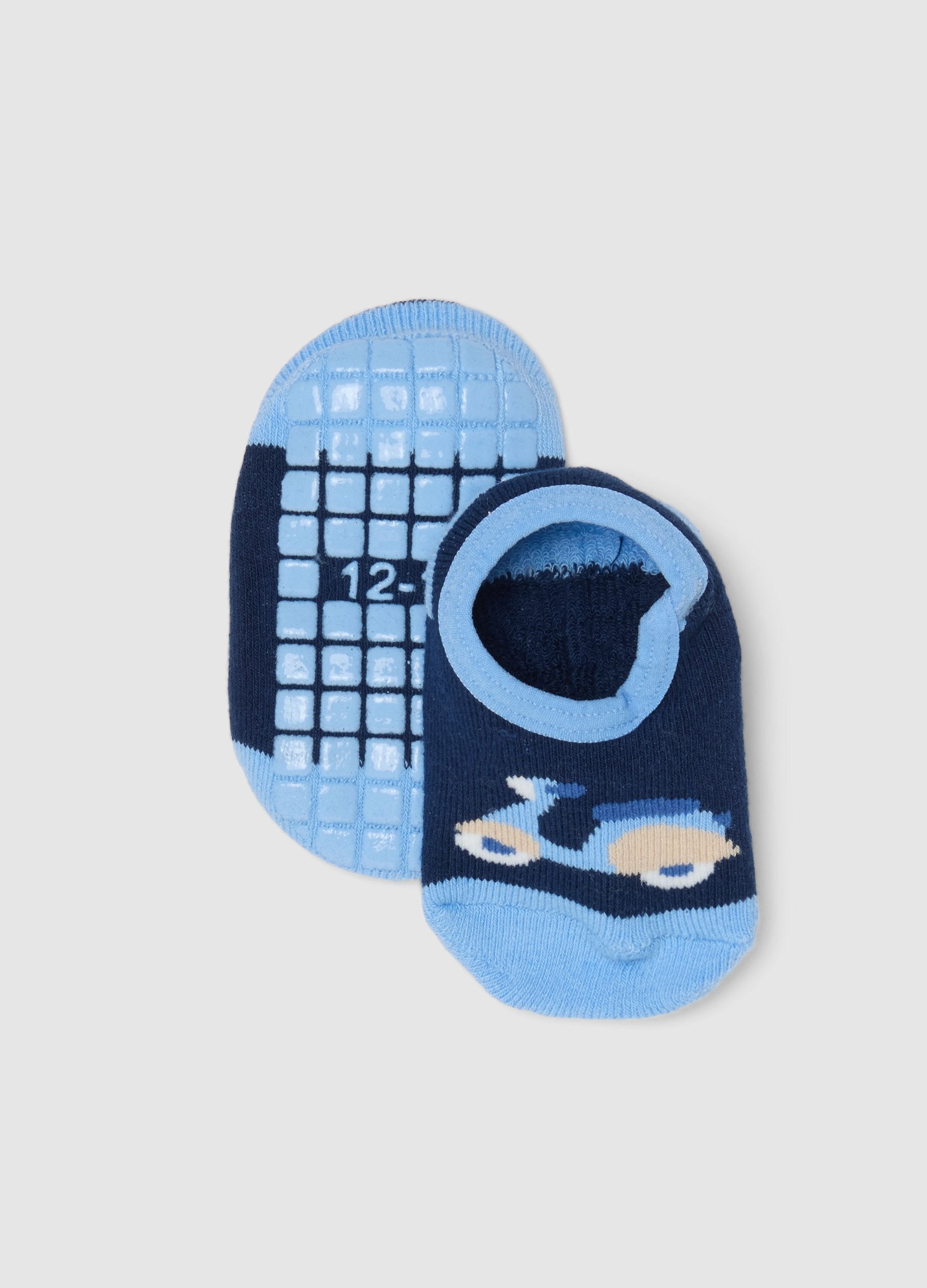 Calze Antiscivolo In Misto Cotone Multicolor Da Neonato Con Moto