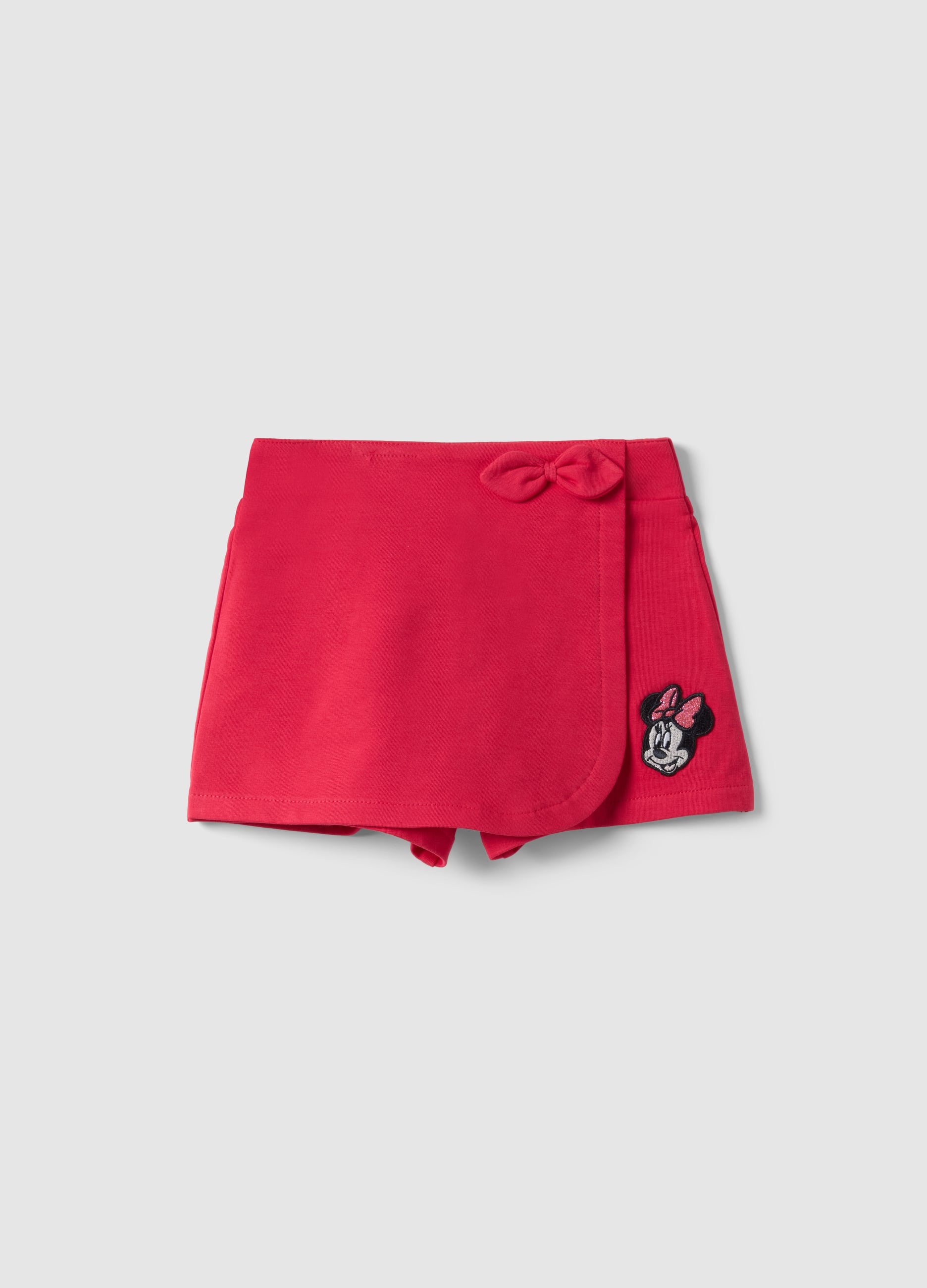 Shorts In Cotone Elasticizzato Rosso Da Bimba Regular Fit Con Minnie