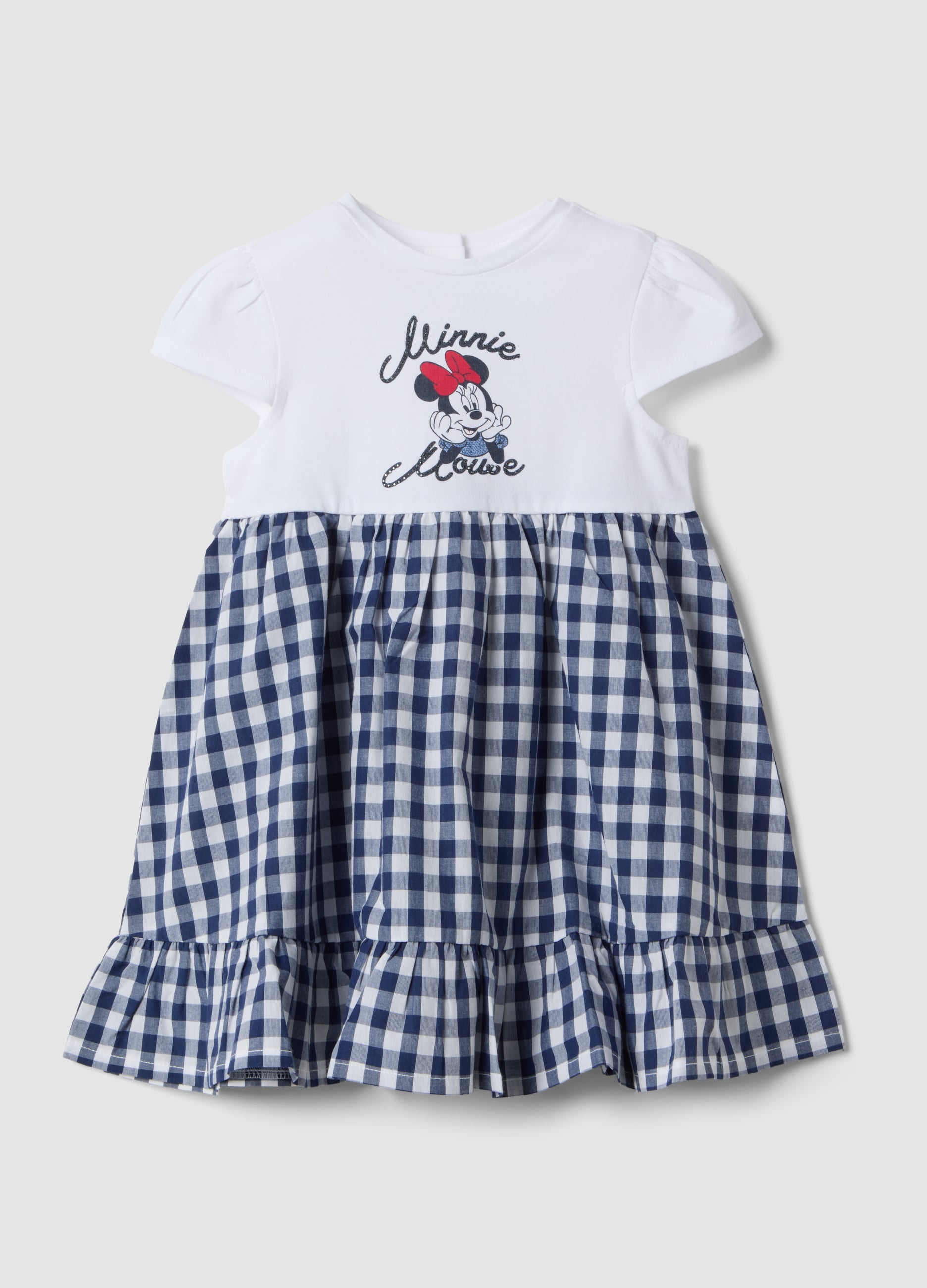 Vestito Wide In Cotone Elasticizzato Multicolor Da Bimba Con Minnie