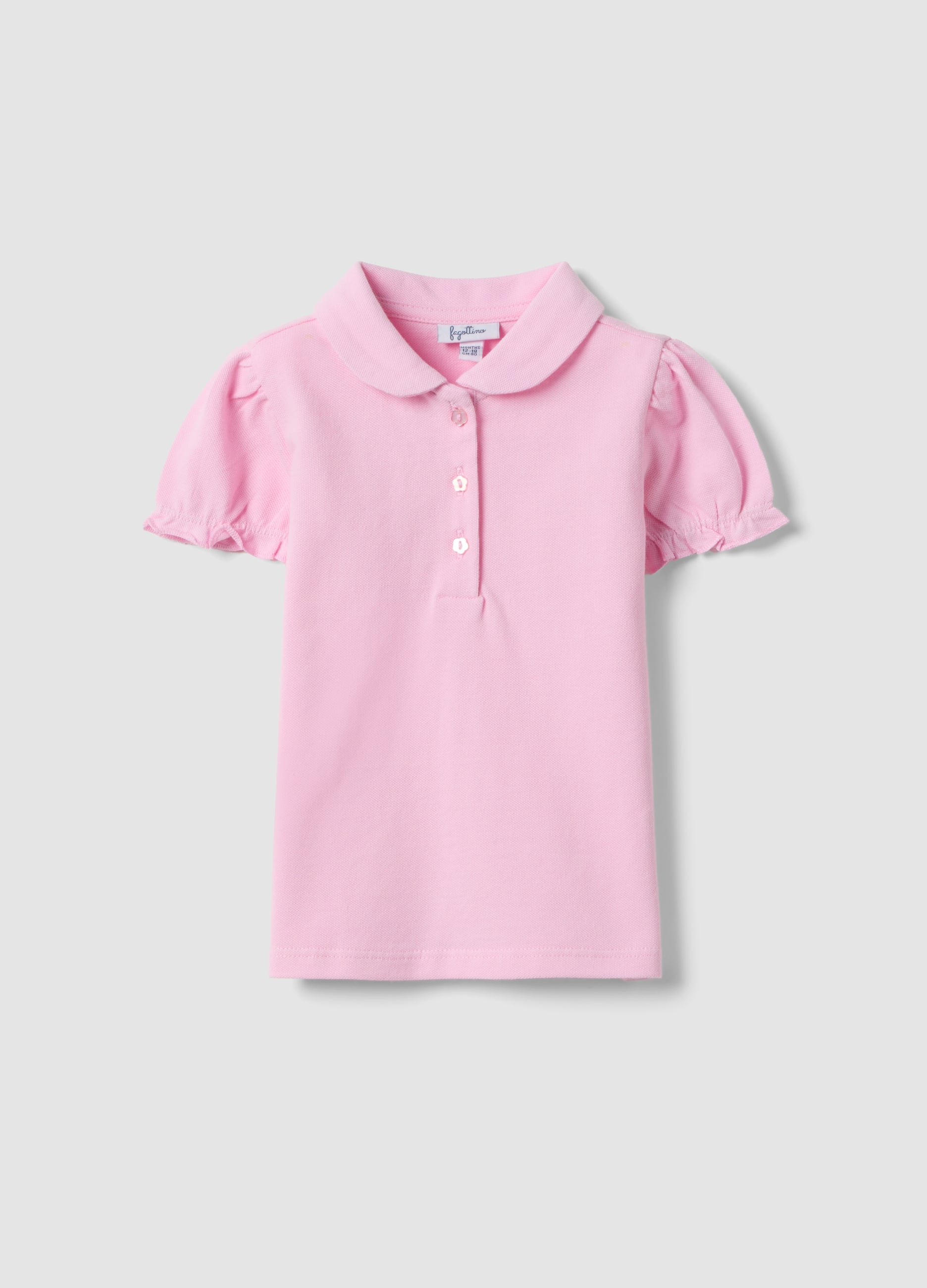 Polo In Puro Cotone Rosa Da Bimba Regular Fit Con Maniche Arricciate