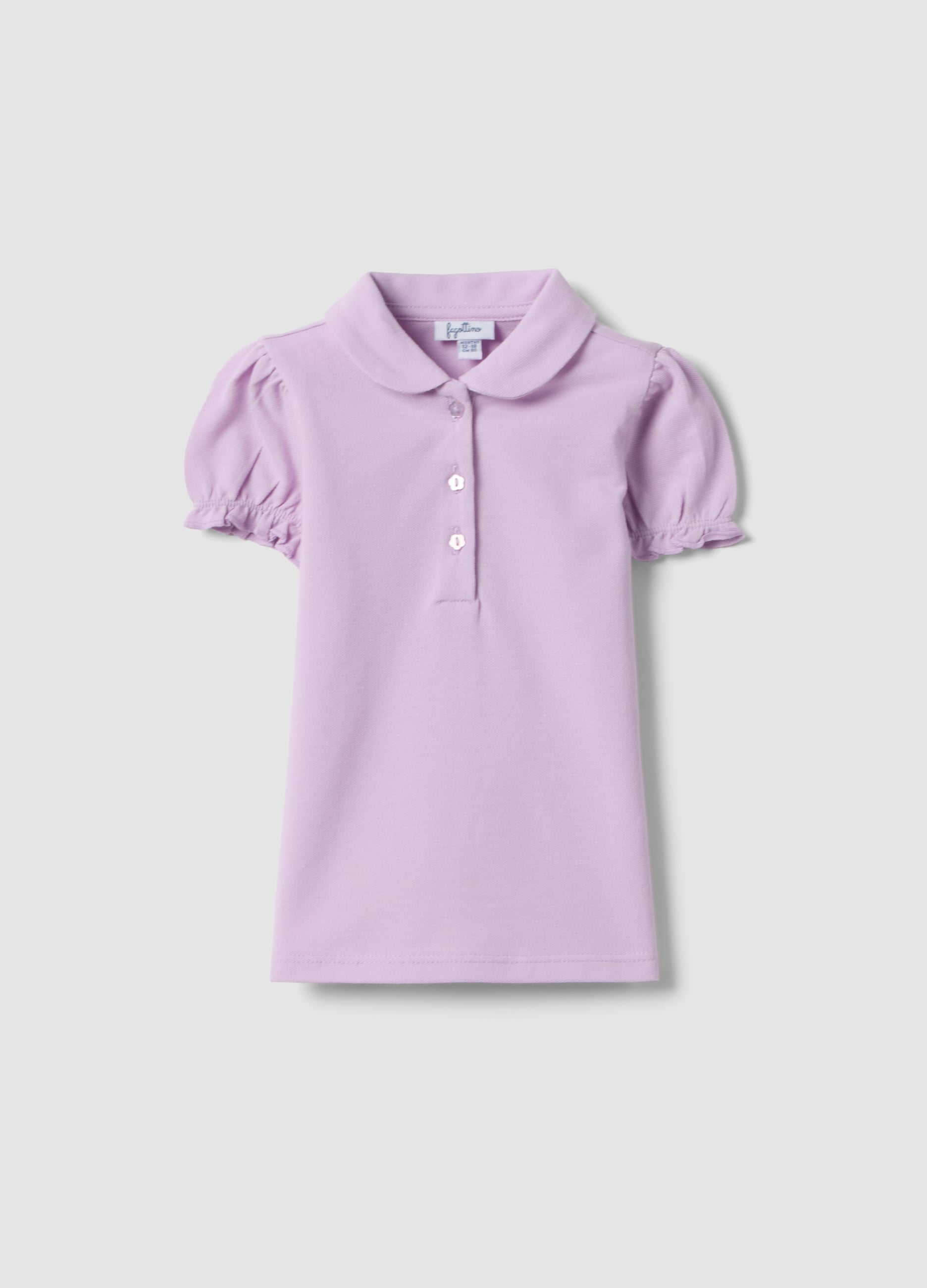Polo In Puro Cotone Viola Da Bimba Regular Fit Con Maniche Arricciate