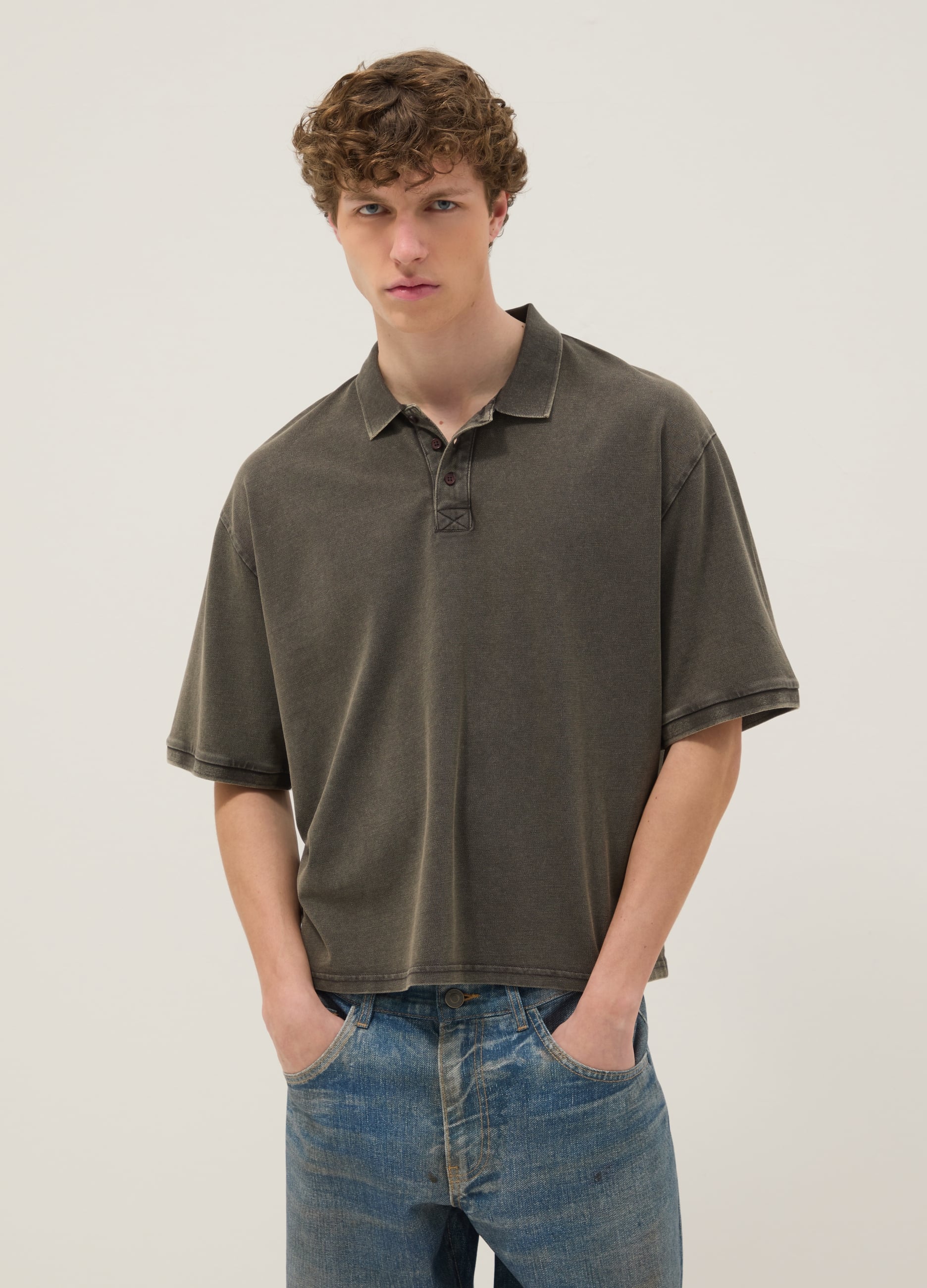 Polo A Maniche Corte In Puro Cotone Verde Regular Fit