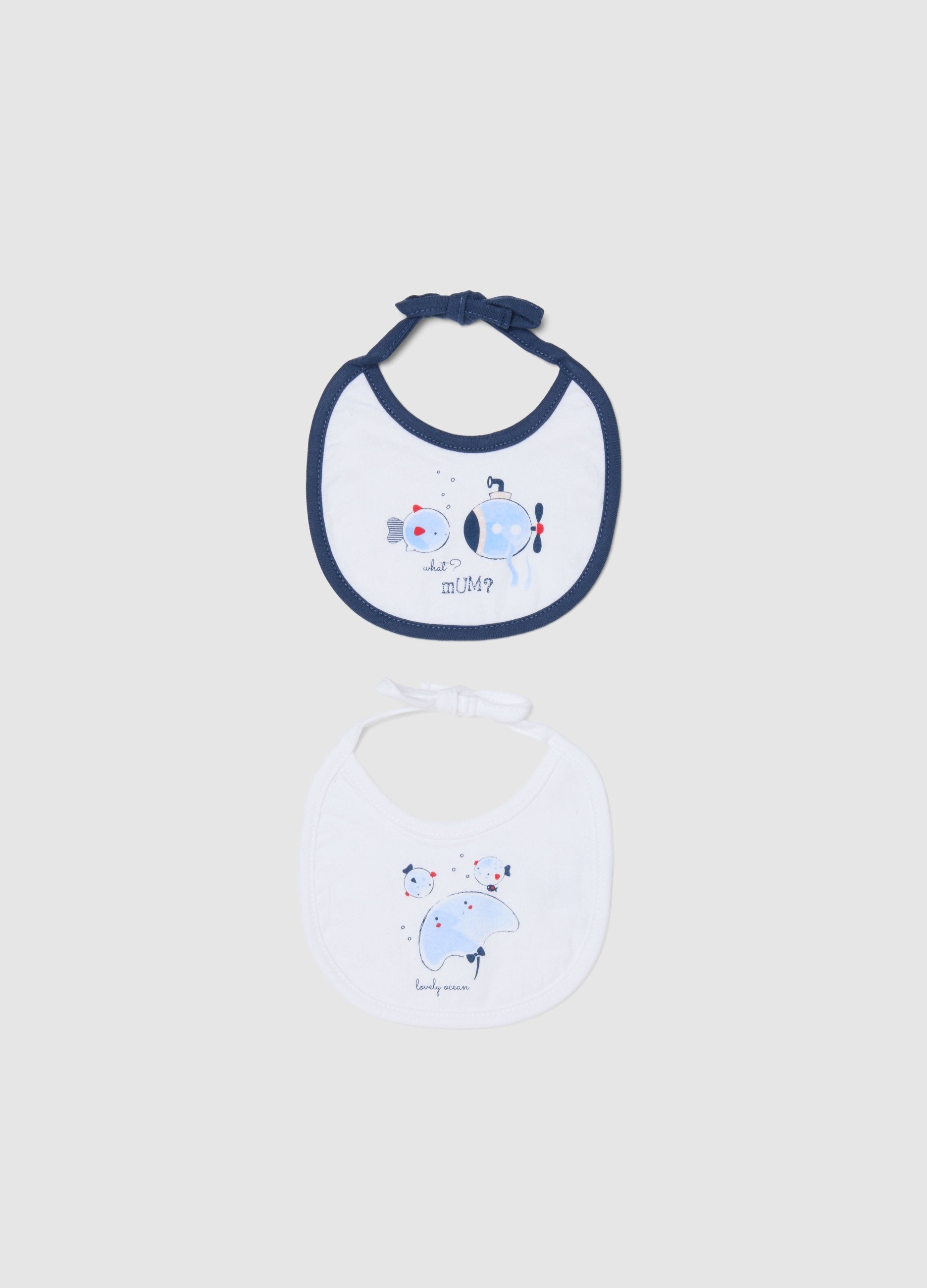 Bipack Bavaglini In Puro Cotone Multicolor Da Neonato Con Ricami