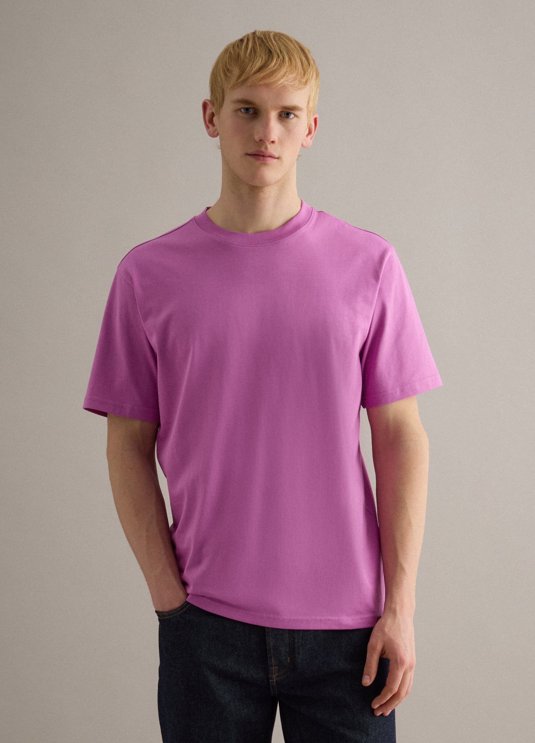 T-shirt Rosa Relaxed Fit In Puro Cotone Supima
