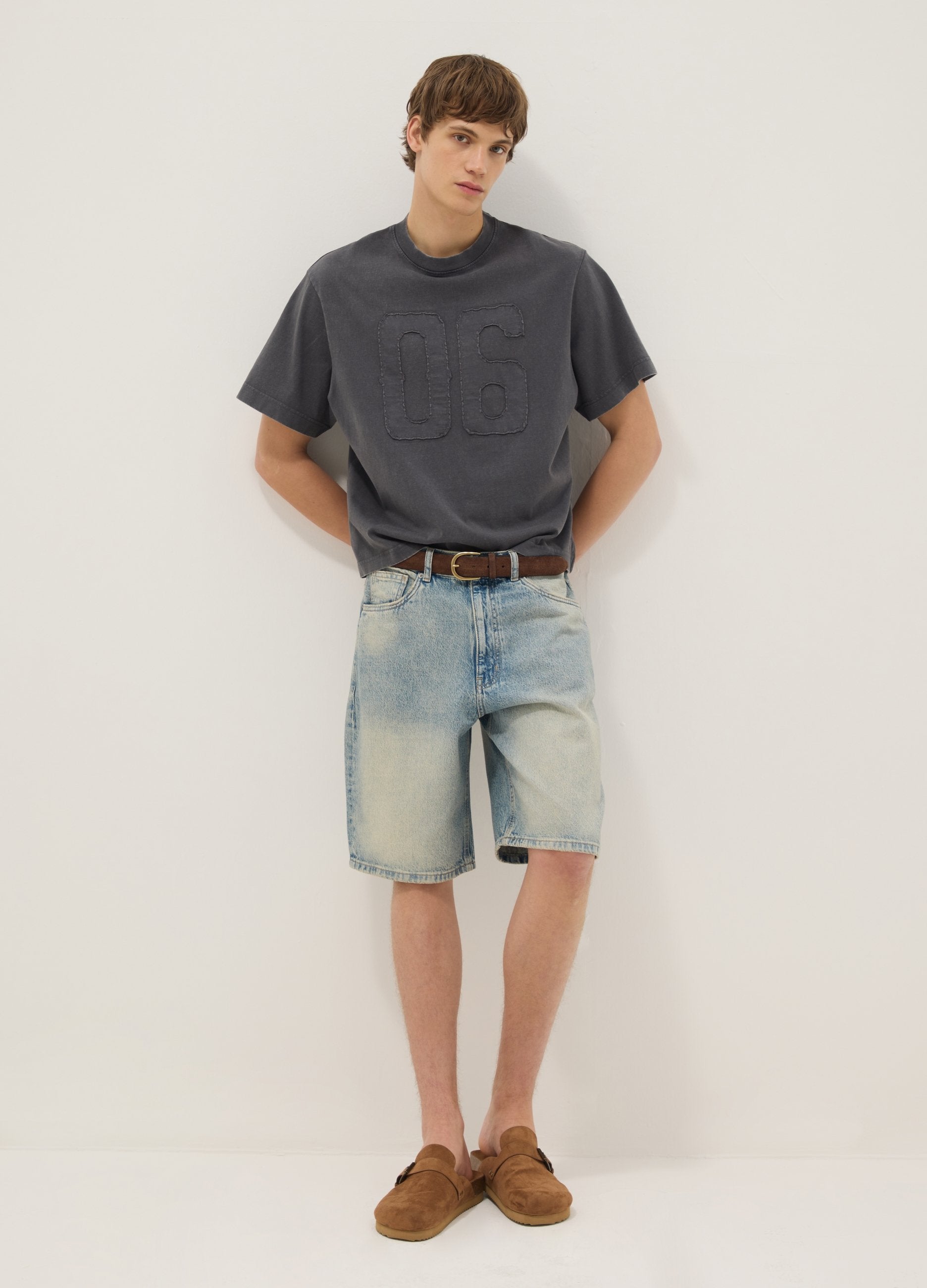 Shorts In Puro Cotone Denim Blu Skater Fit