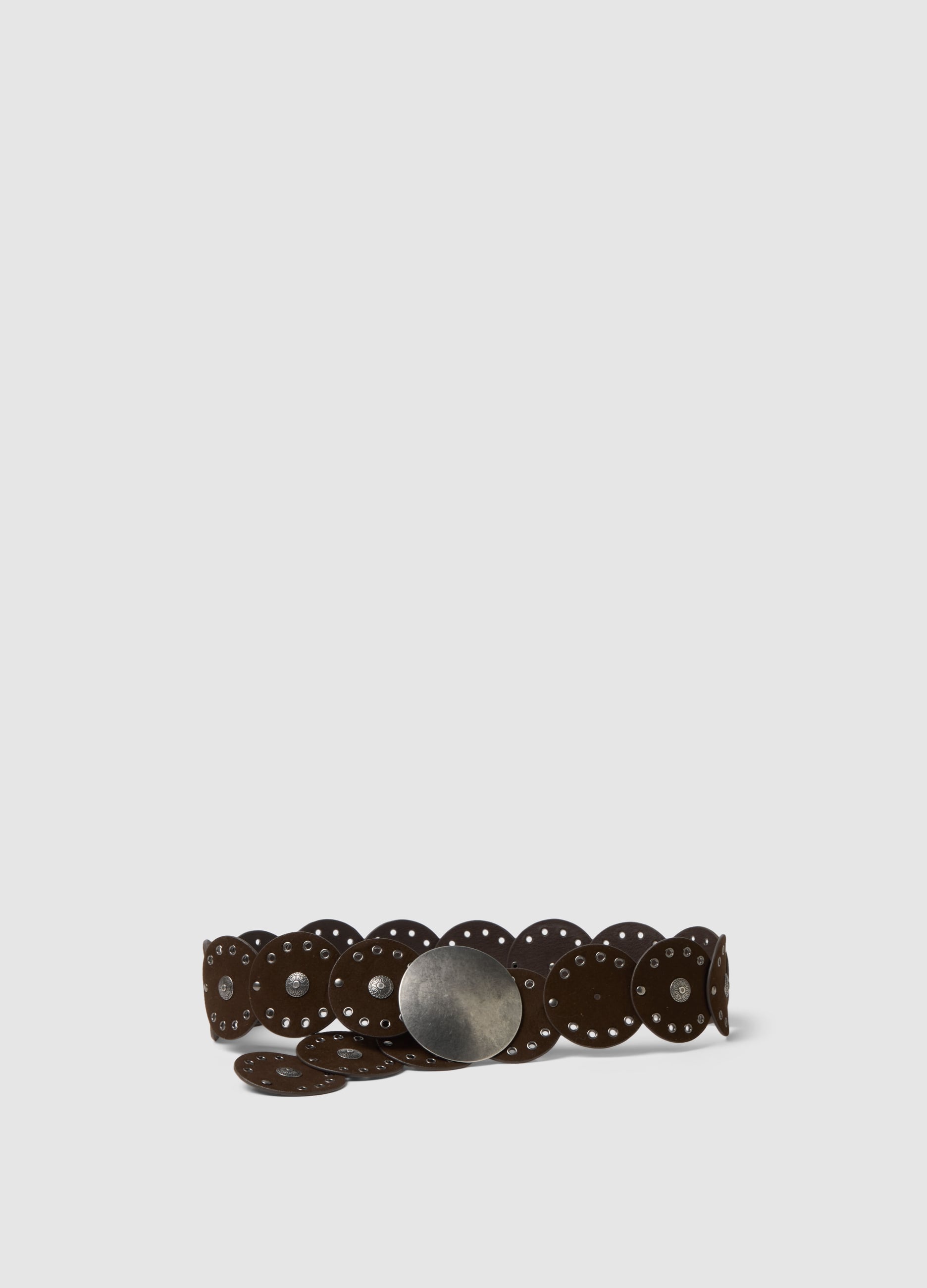 Cintura Marrone Con Dettagli Metallici Effetto Camoscio