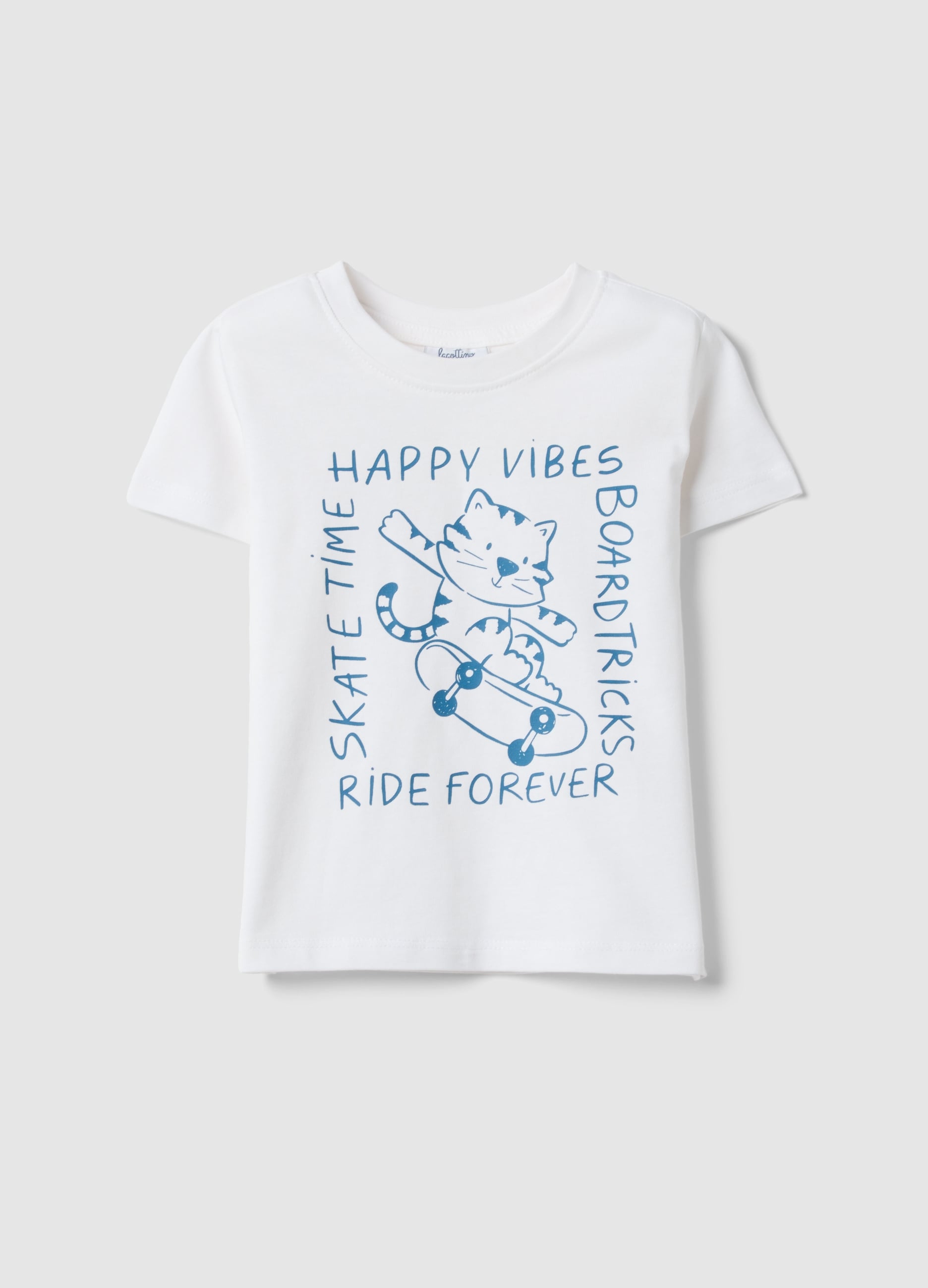 T-shirt In Puro Cotone Bianca Da Bimbo Regular Fit Con Stampa