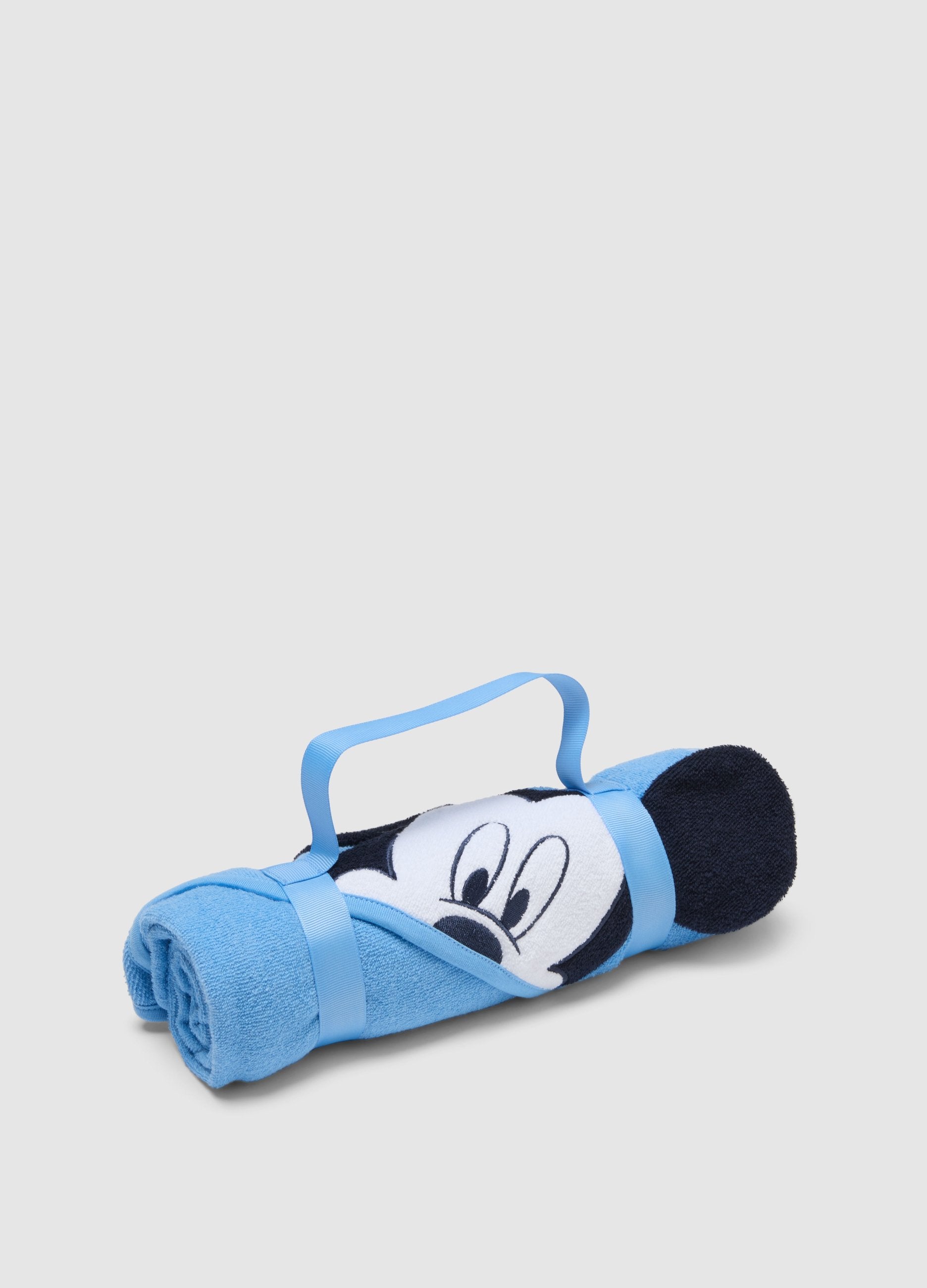 Accappatoio In Misto Cotone Azzurro Da Neonato A Forma Di Topolino
