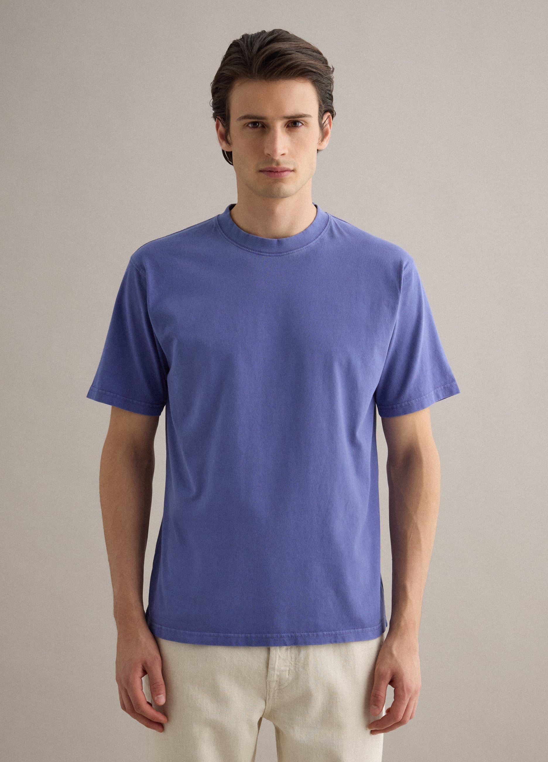 T-shirt In Puro Cotone Blu Relaxed Fit