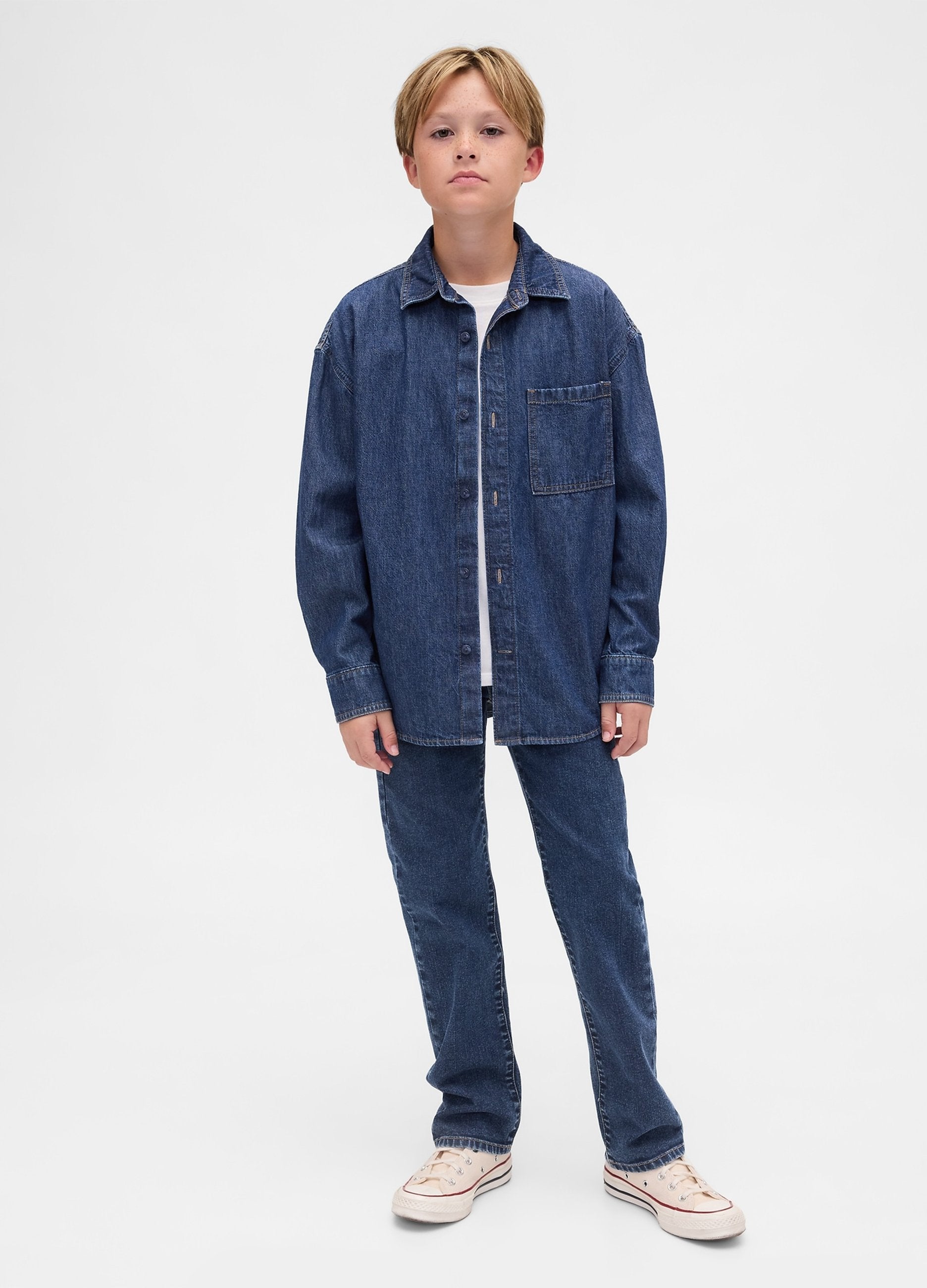 Jeans Dritti In Denim Elasticizzato Regular Fit