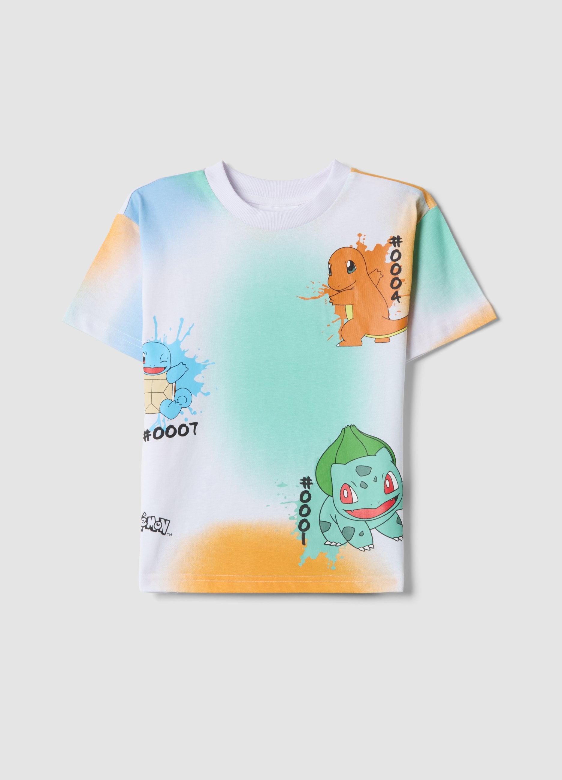 T-shirt In Puro Cotone Multicolor Da Bambino Regular Fit Con Pokémon