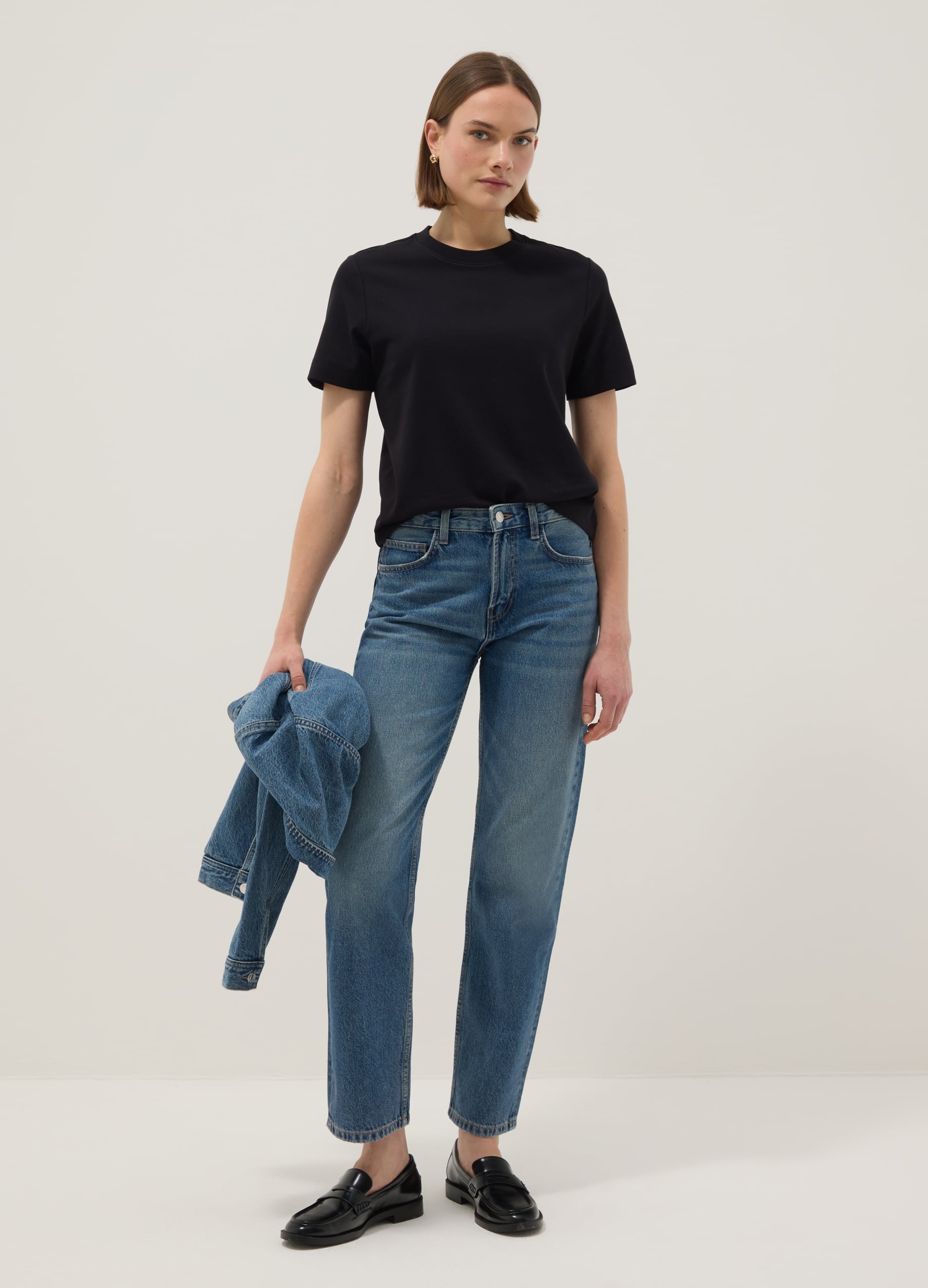 T-shirt The Iconic Tee Nera In Puro Cotone Relaxed Fit