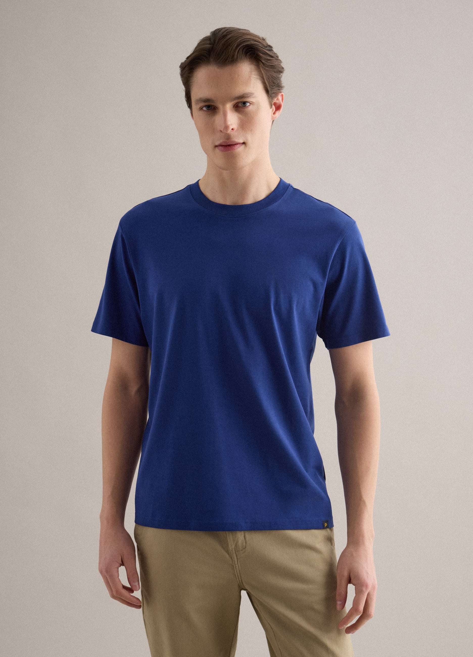 T-shirt Blu Relaxed Fit In Puro Cotone Supima