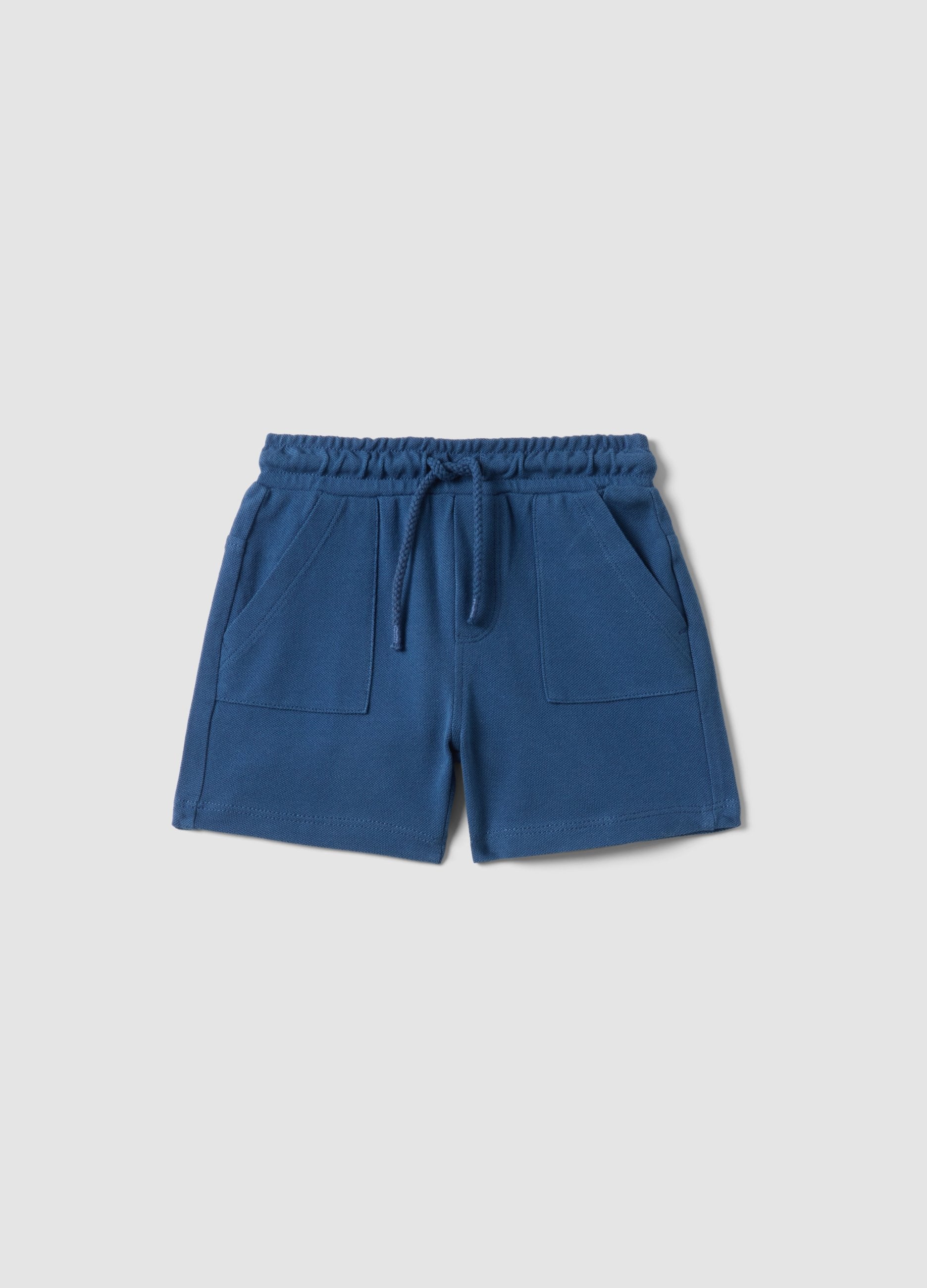 Pantaloncini In Puro Cotone Blu Da Bimbo Regular Fit