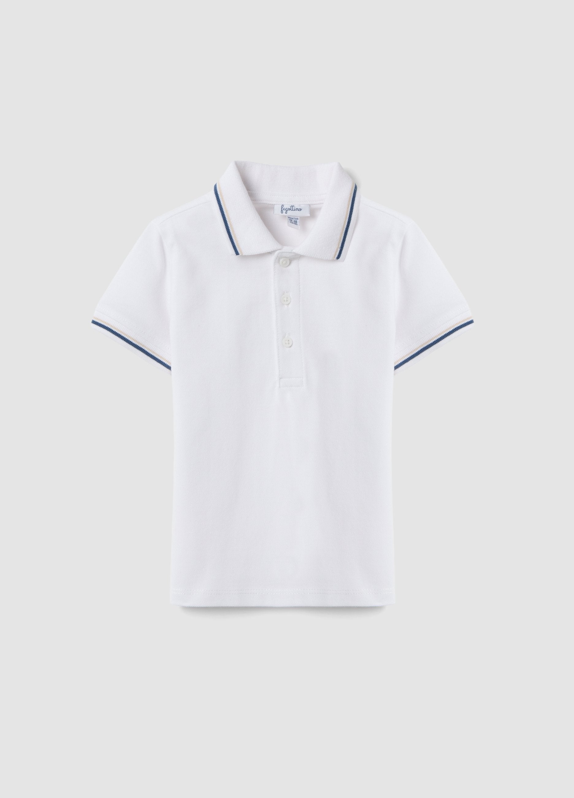 Polo A Maniche Corte In Puro Cotone Bianca Da Bimbo Regular Fit