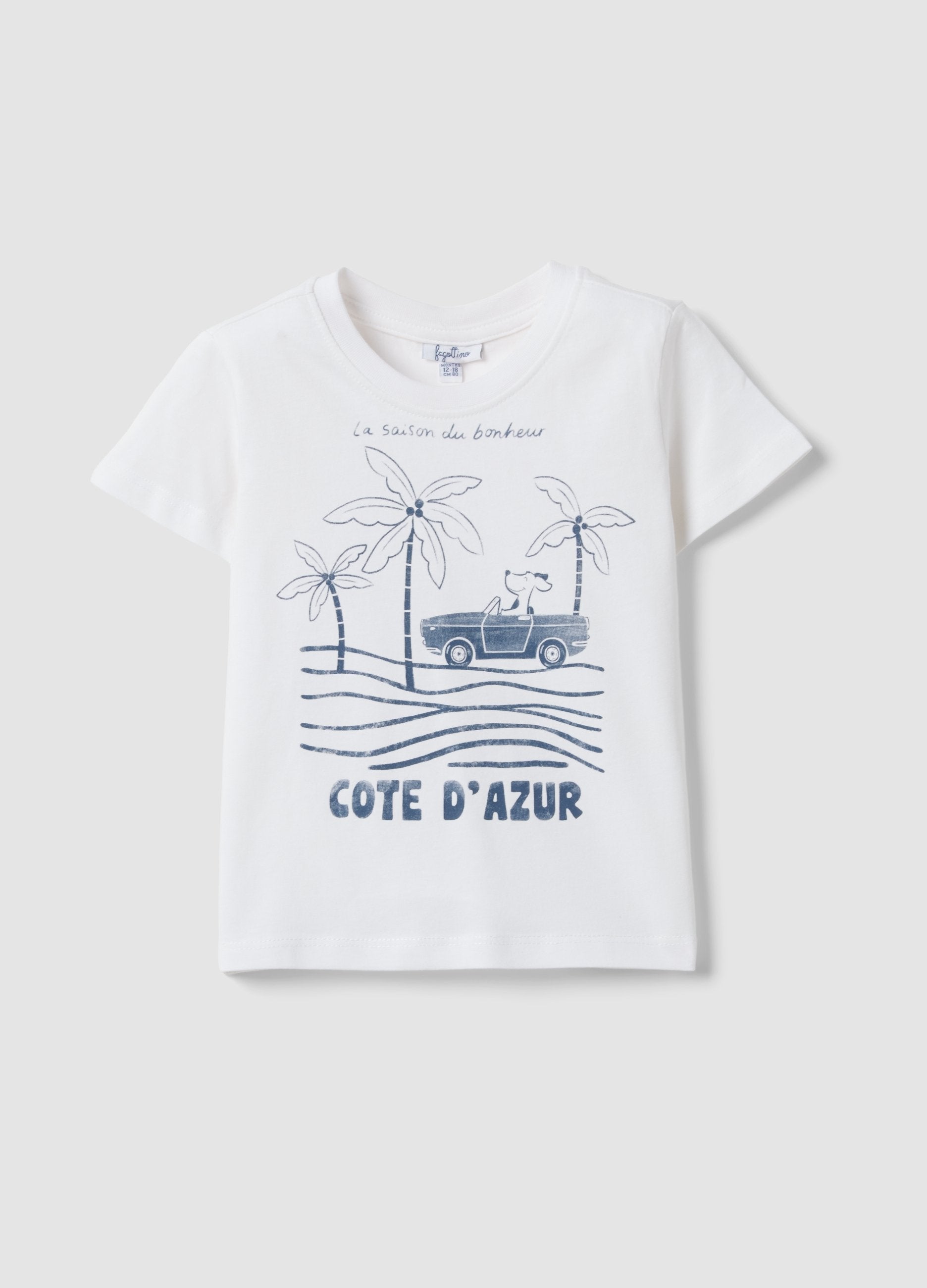 T-shirt In Puro Cotone Bianca Da Bimbo Regular Fit Con Stampa
