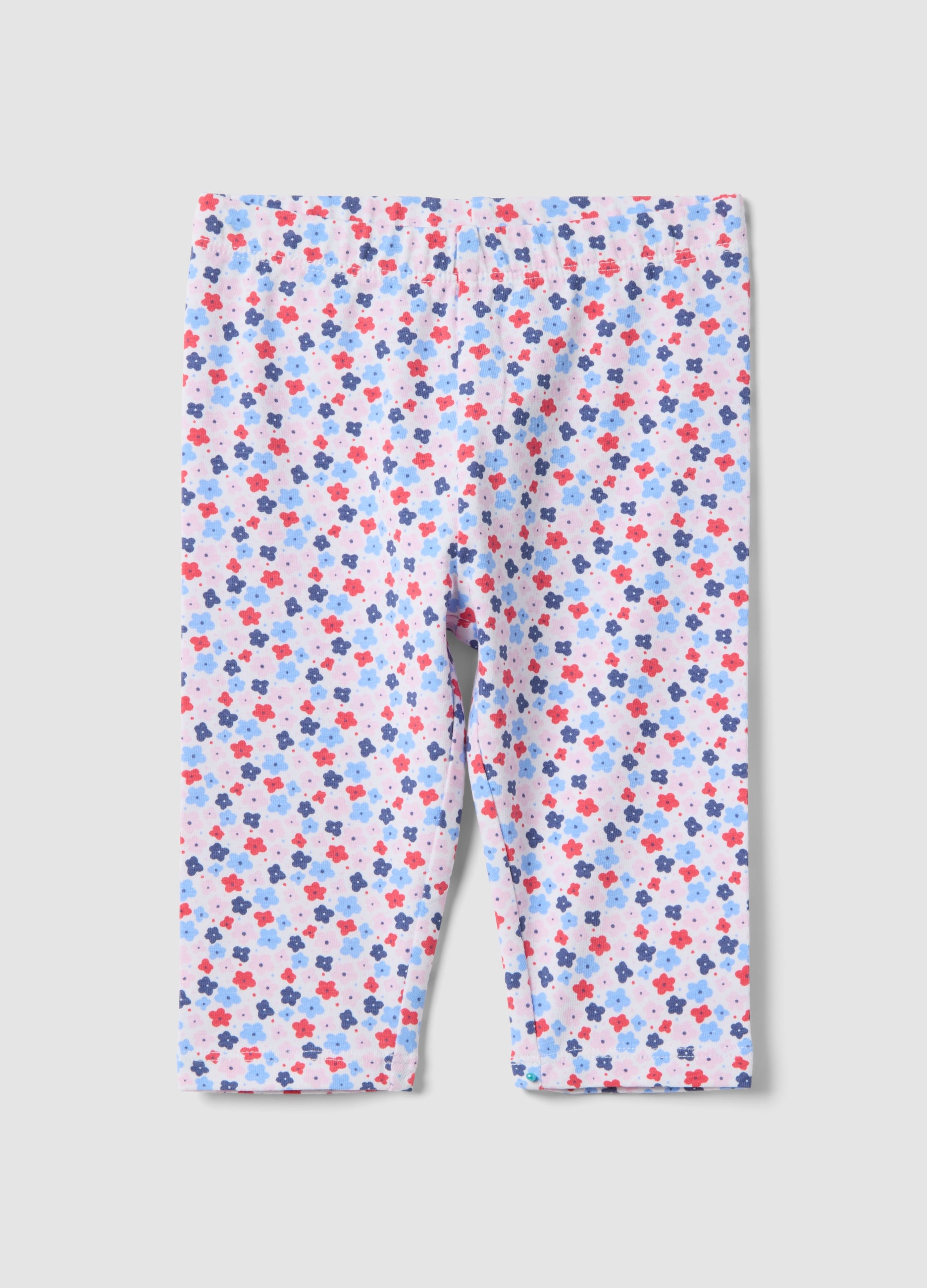 Leggings Slim In Cotone Elasticizzato Multicolor Da Bimba Con Fiori