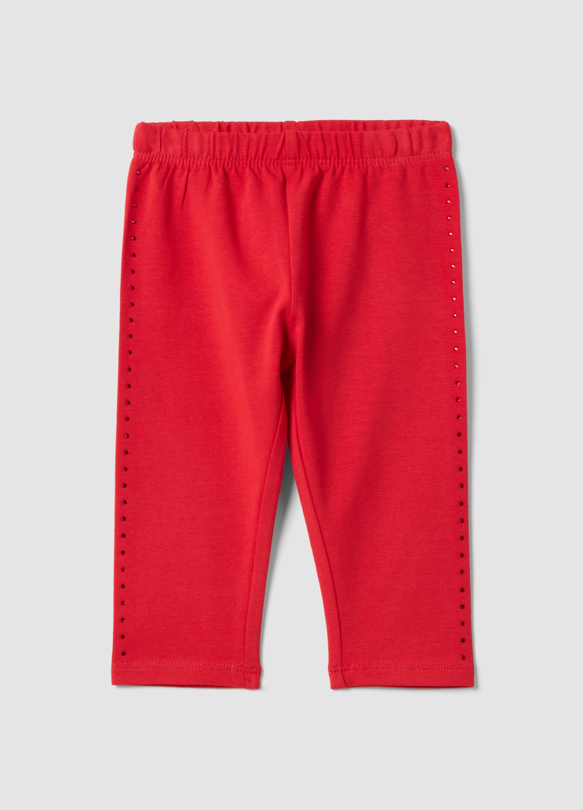 Leggings In Cotone Elasticizzato Rossi Da Bimba Slim Fit