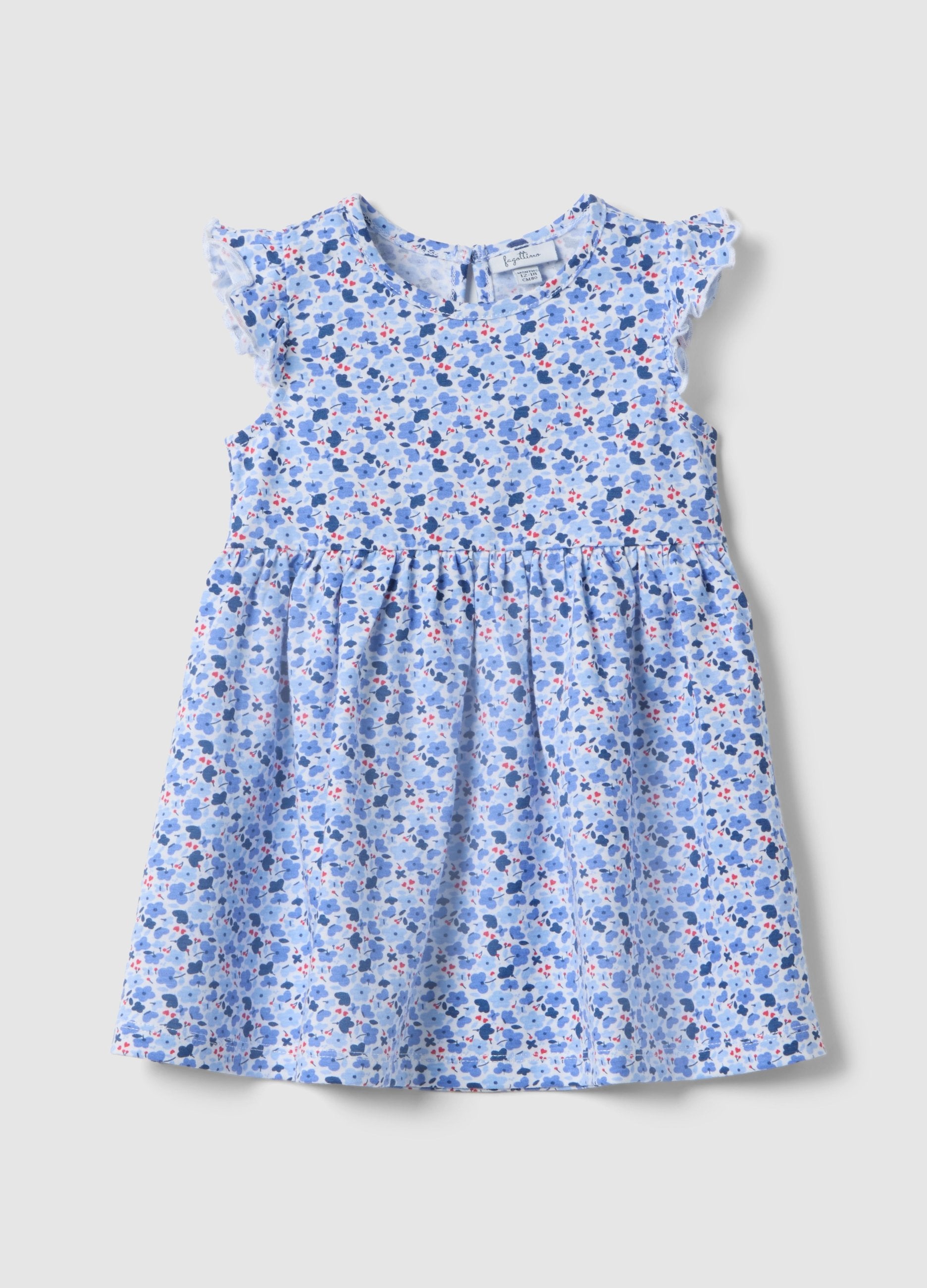 Vestito In Puro Cotone Multicolor Da Bimba Regular Fit Con Fiori