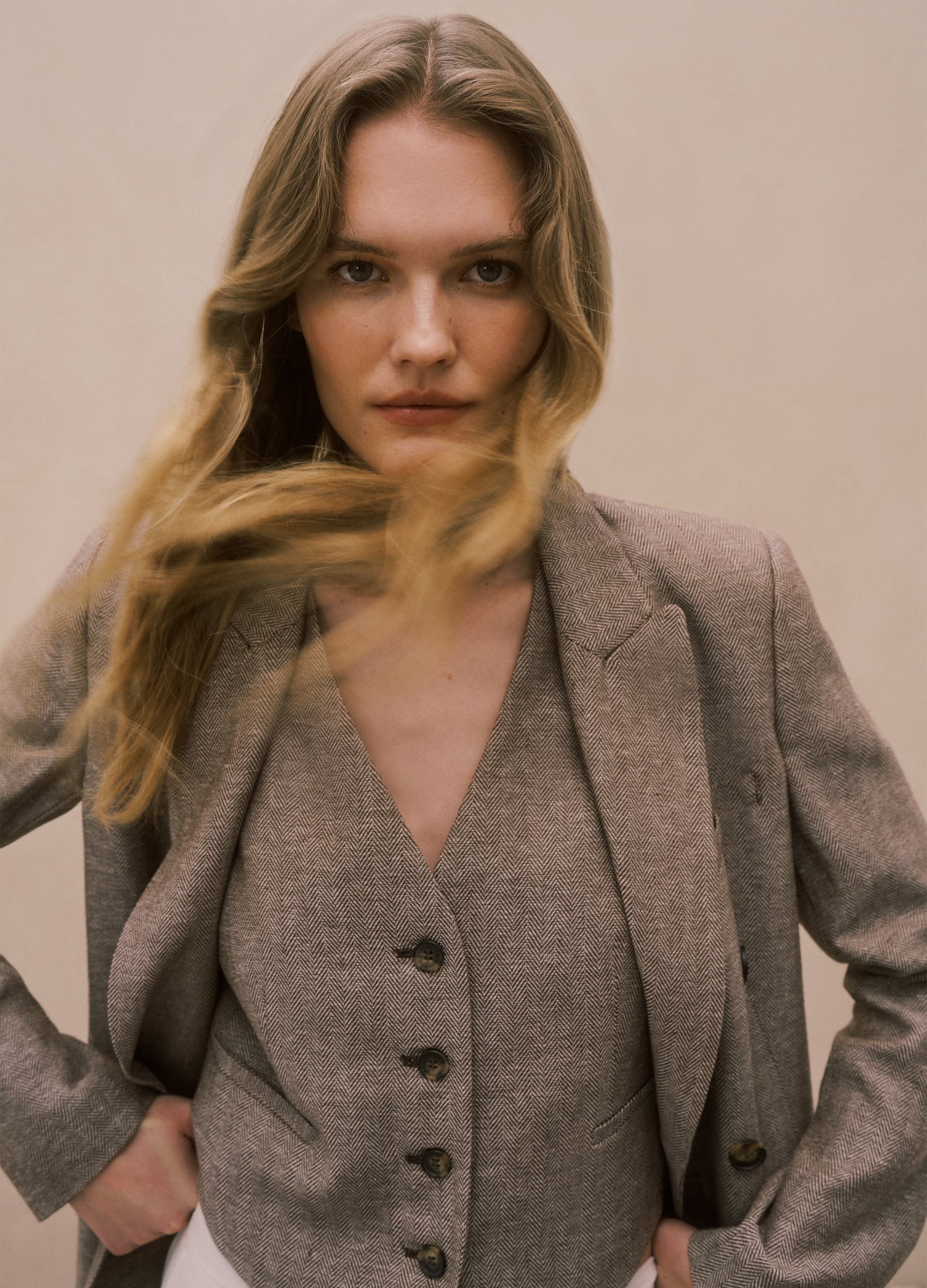 Gilet In Misto Viscosa E Lino A Righe Multicolor Regular Fit