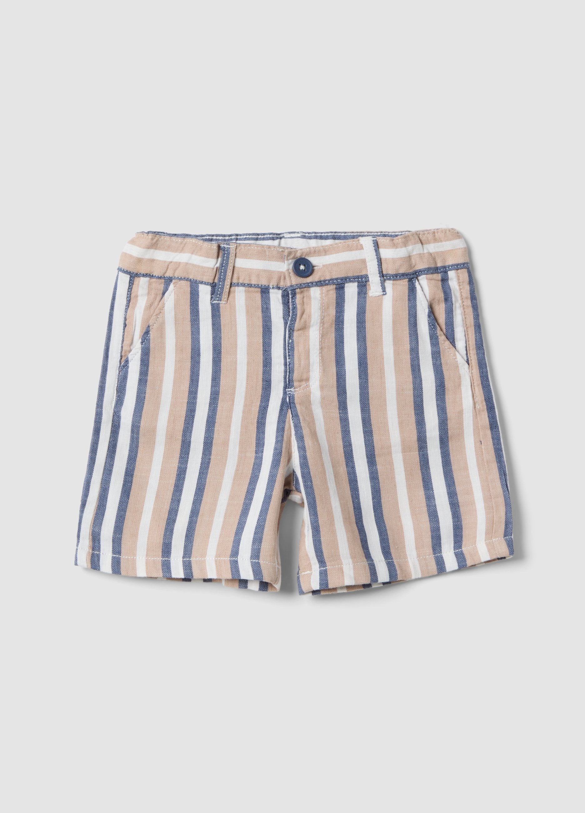 Shorts In Misto Cotone A Righe Multicolor Da Bimbo Regular Fit