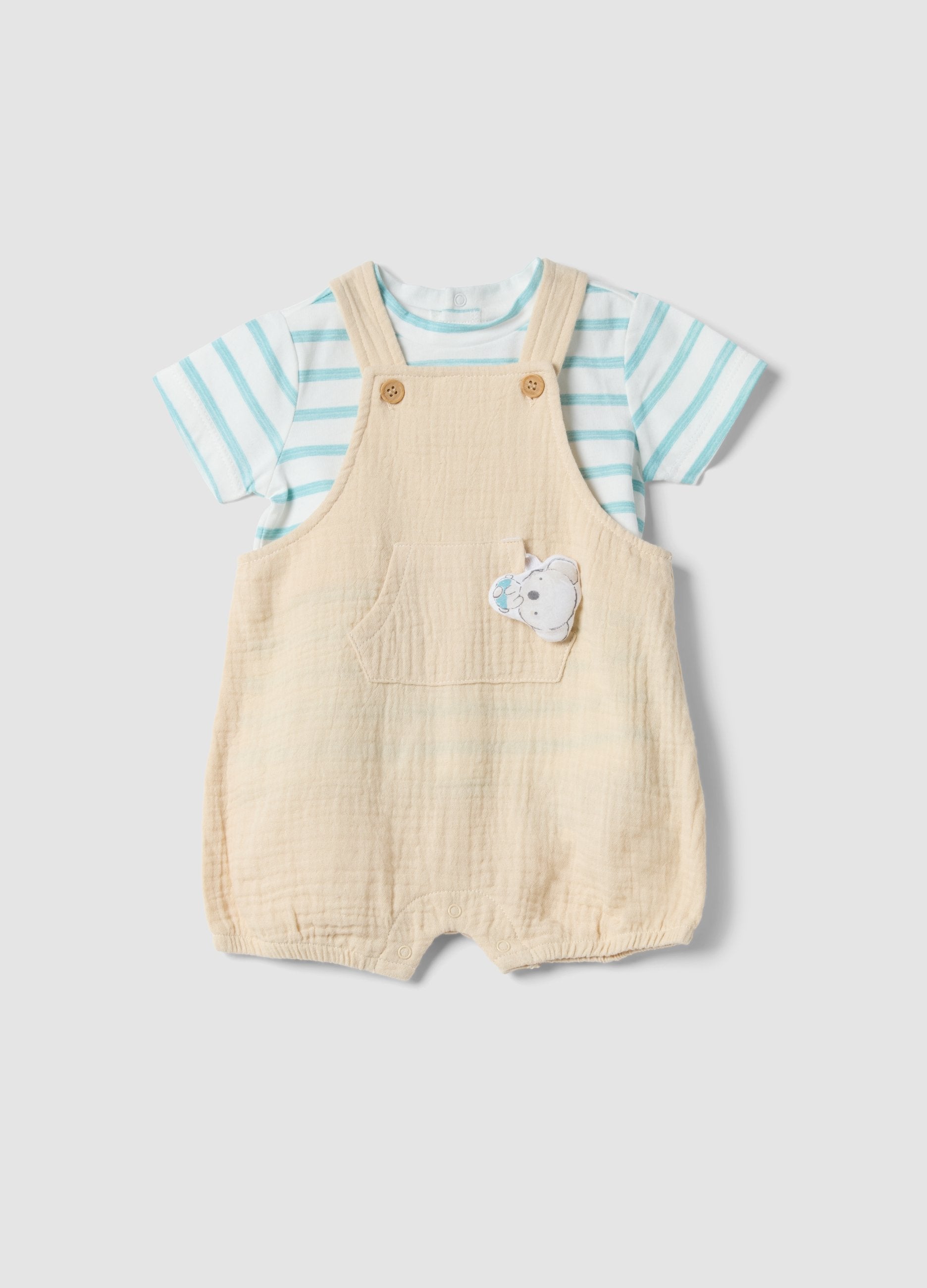 Set T-shirt Overall In Puro Cotone Multicolor Da Neonato Relaxed Fit