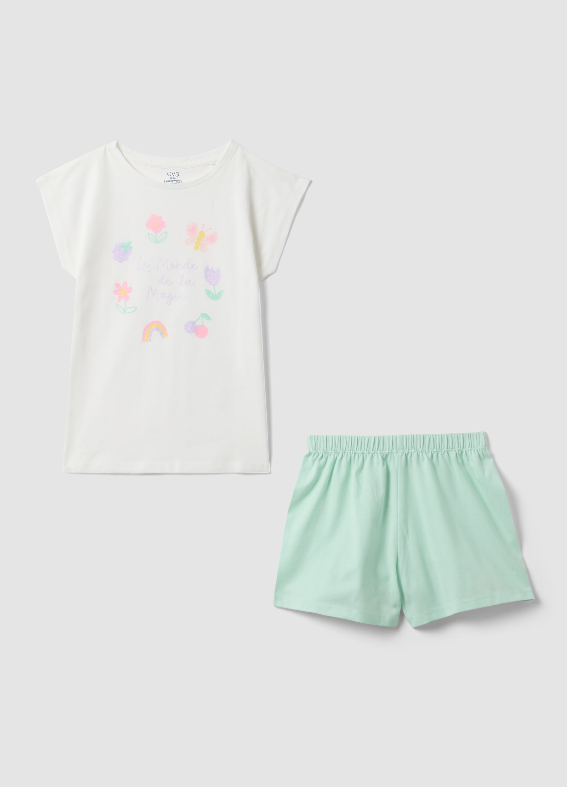 Pigiama In Puro Cotone Multicolor Da Bambina Regular Fit Con Disegni