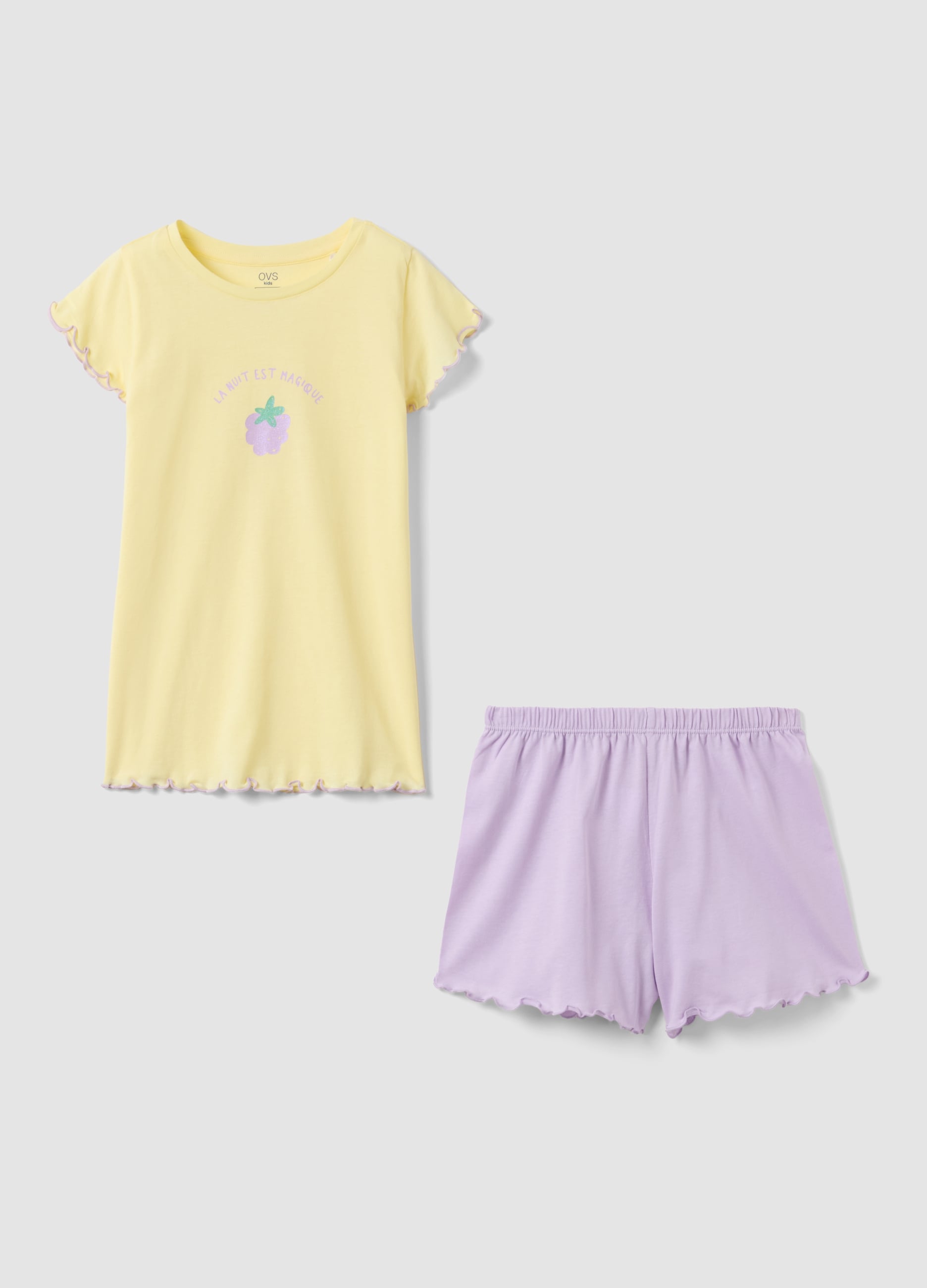 Pigiama Corto In Puro Cotone Multicolor Da Bambina Regular Fit