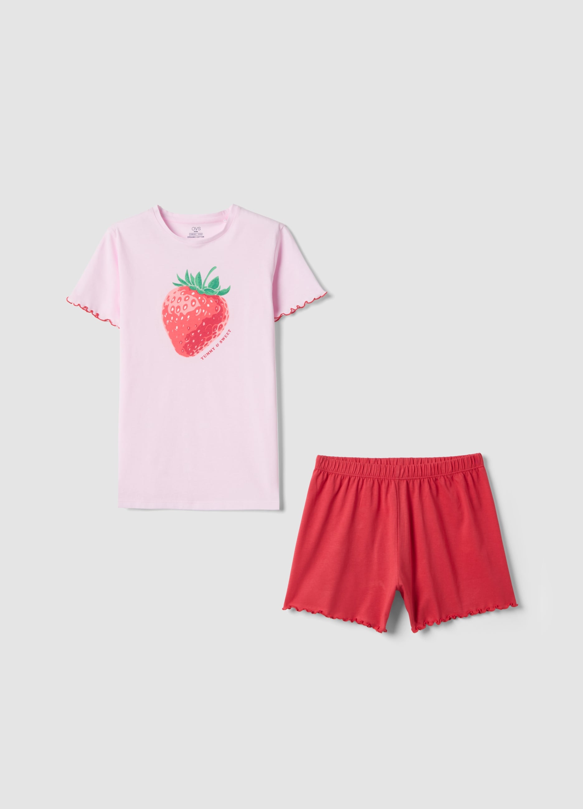 Pigiama In Puro Cotone Multicolor Da Ragazza Regular Fit Con Fragola