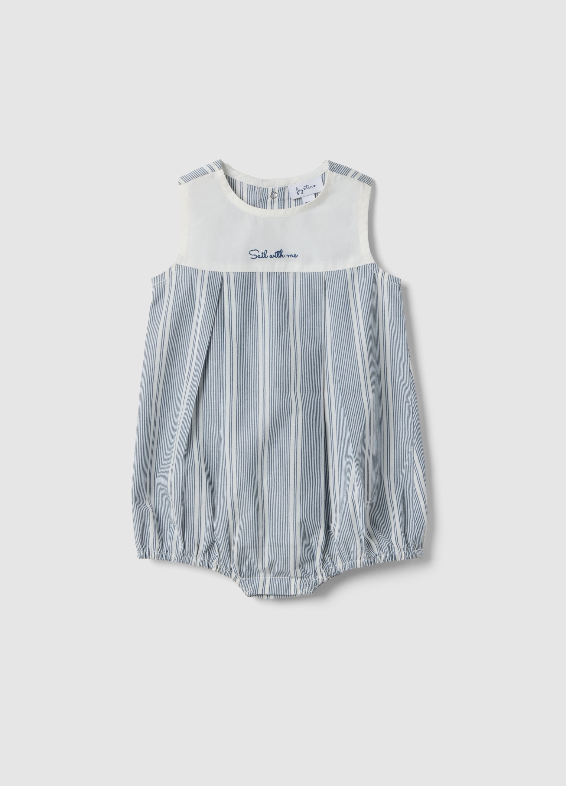 Romper Senza Maniche In Puro Cotone A Righe Multicolor Da Neonata