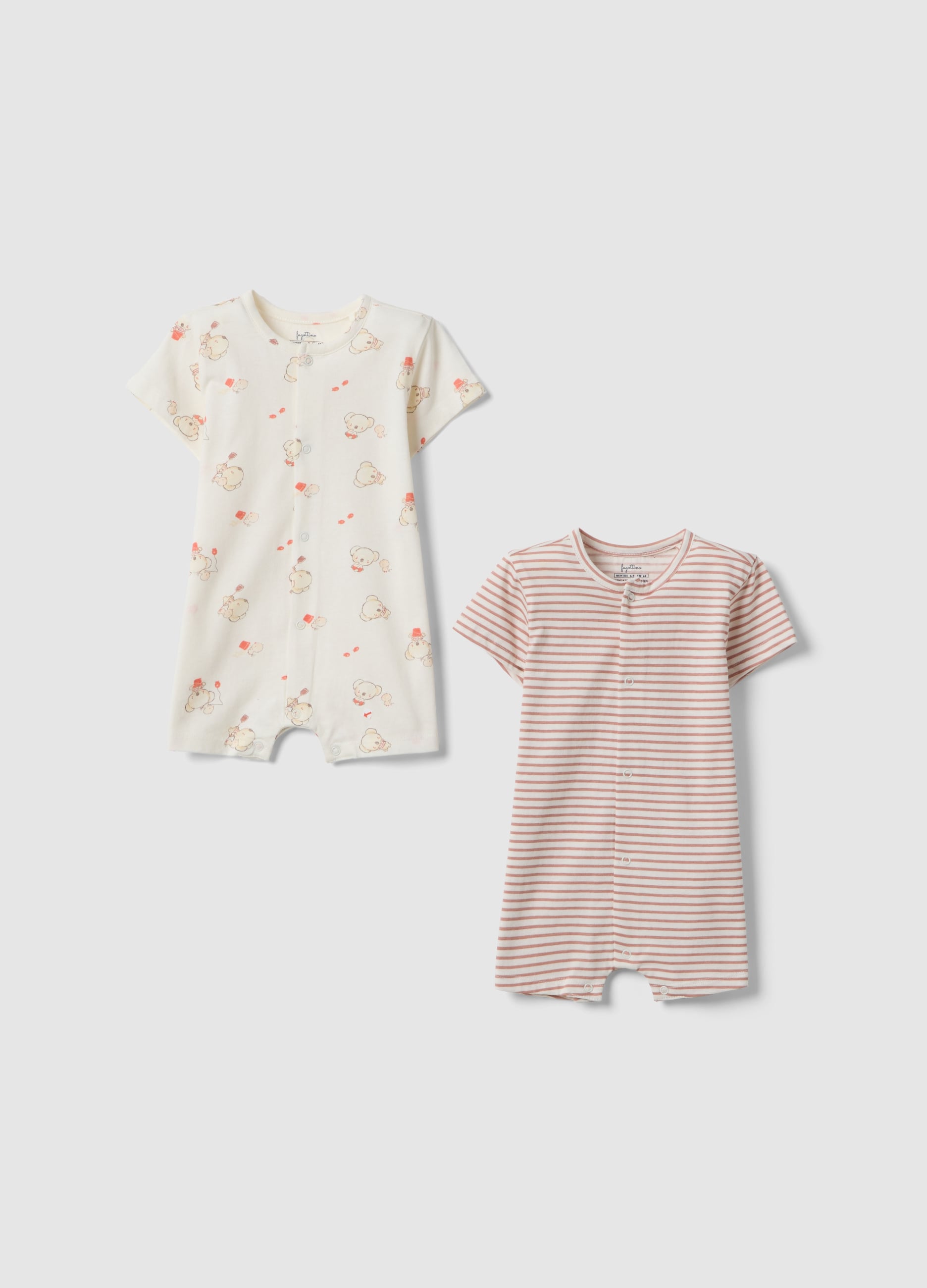 Bipack Romper In Puro Cotone Multicolor Da Neonato