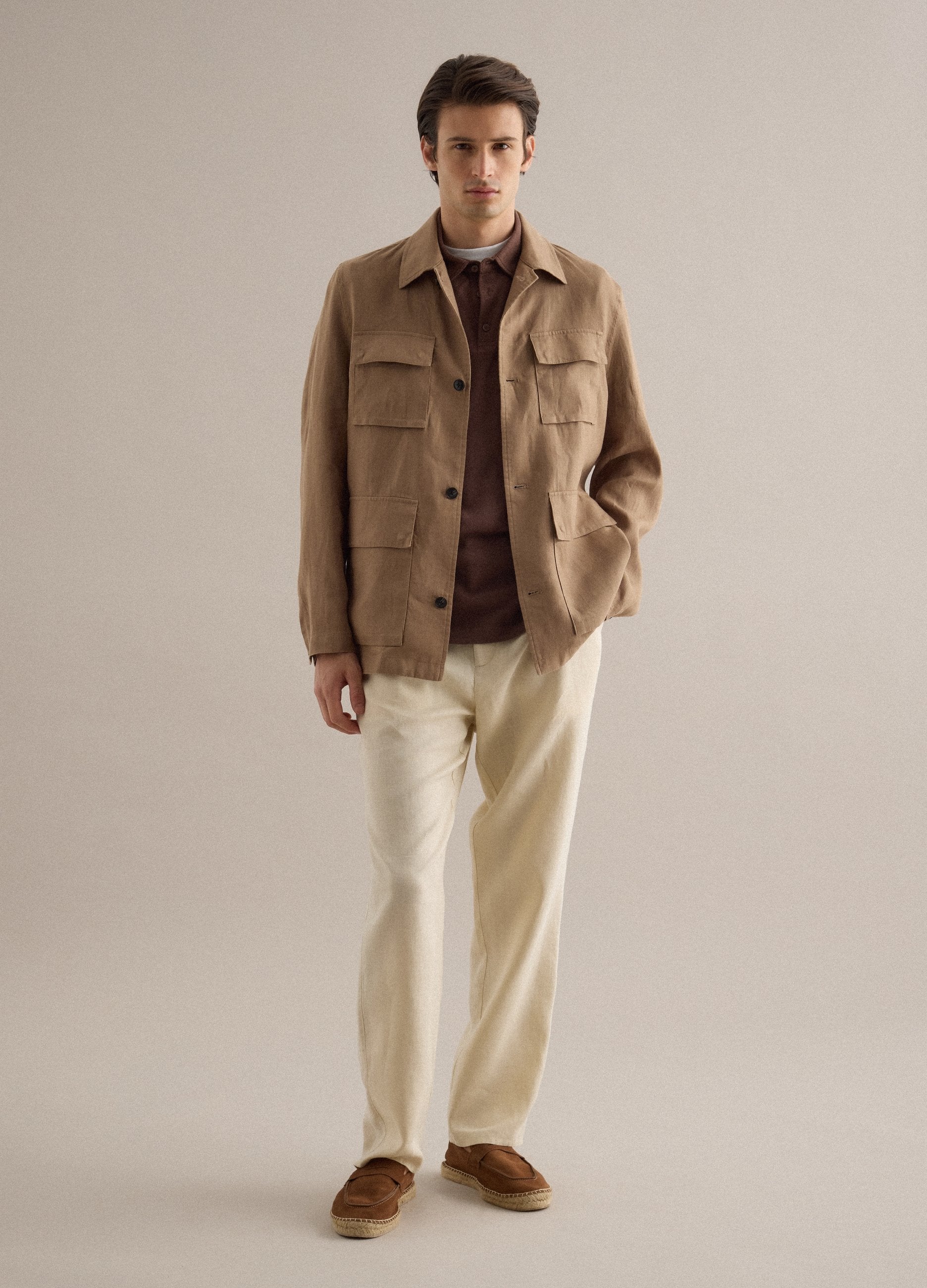 Pantaloni In Puro Lino Bianchi Regular Fit