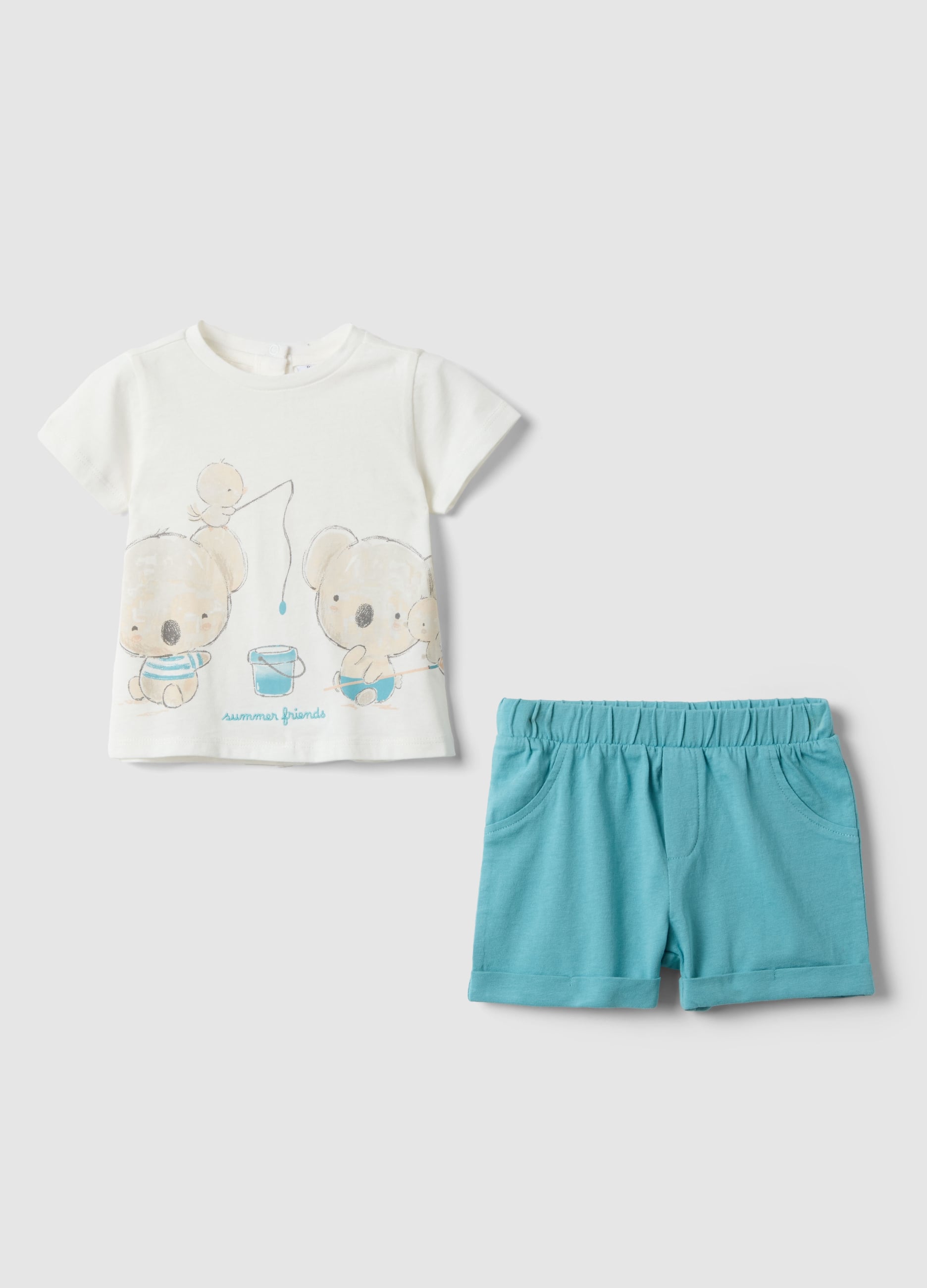 Set In Puro Cotone Multicolor Da Neonato Con Disegni