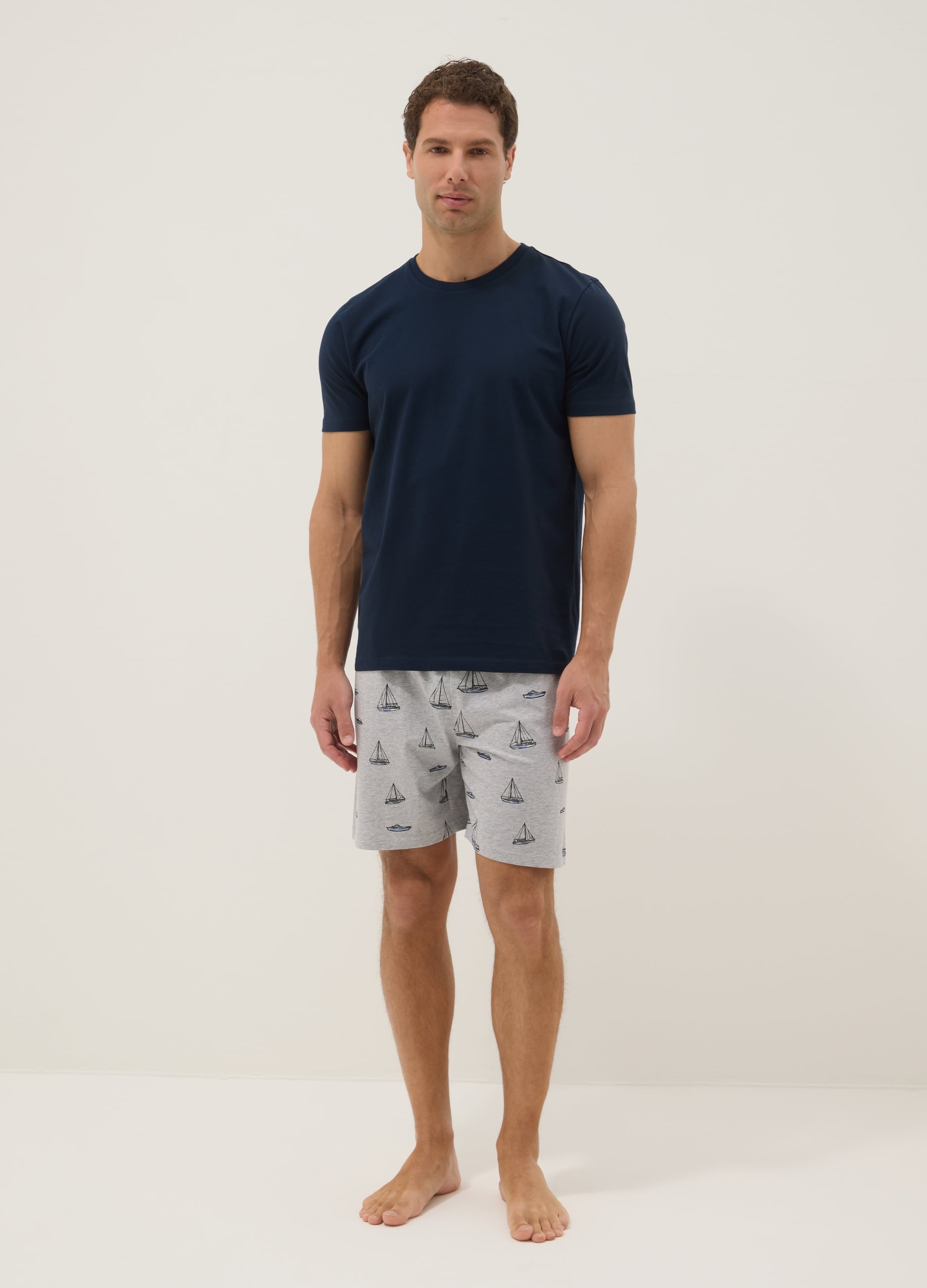 Pigiama In Jersey Di Puro Cotone Organico Biologico Multicolor Regular Fit Con Stampe
