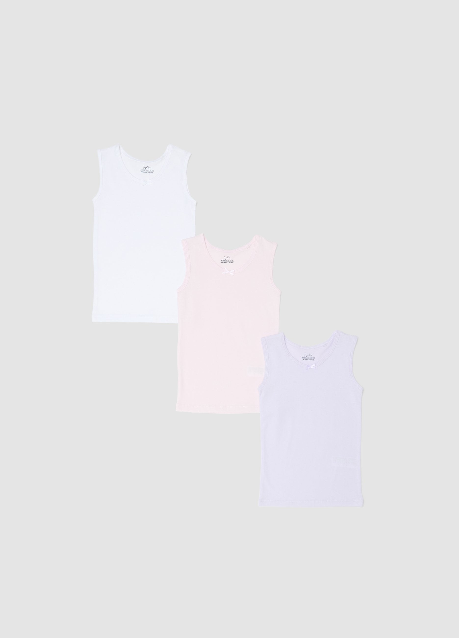 Tripack Canotte In Puro Cotone Multicolor Da Neonata Regular Fit