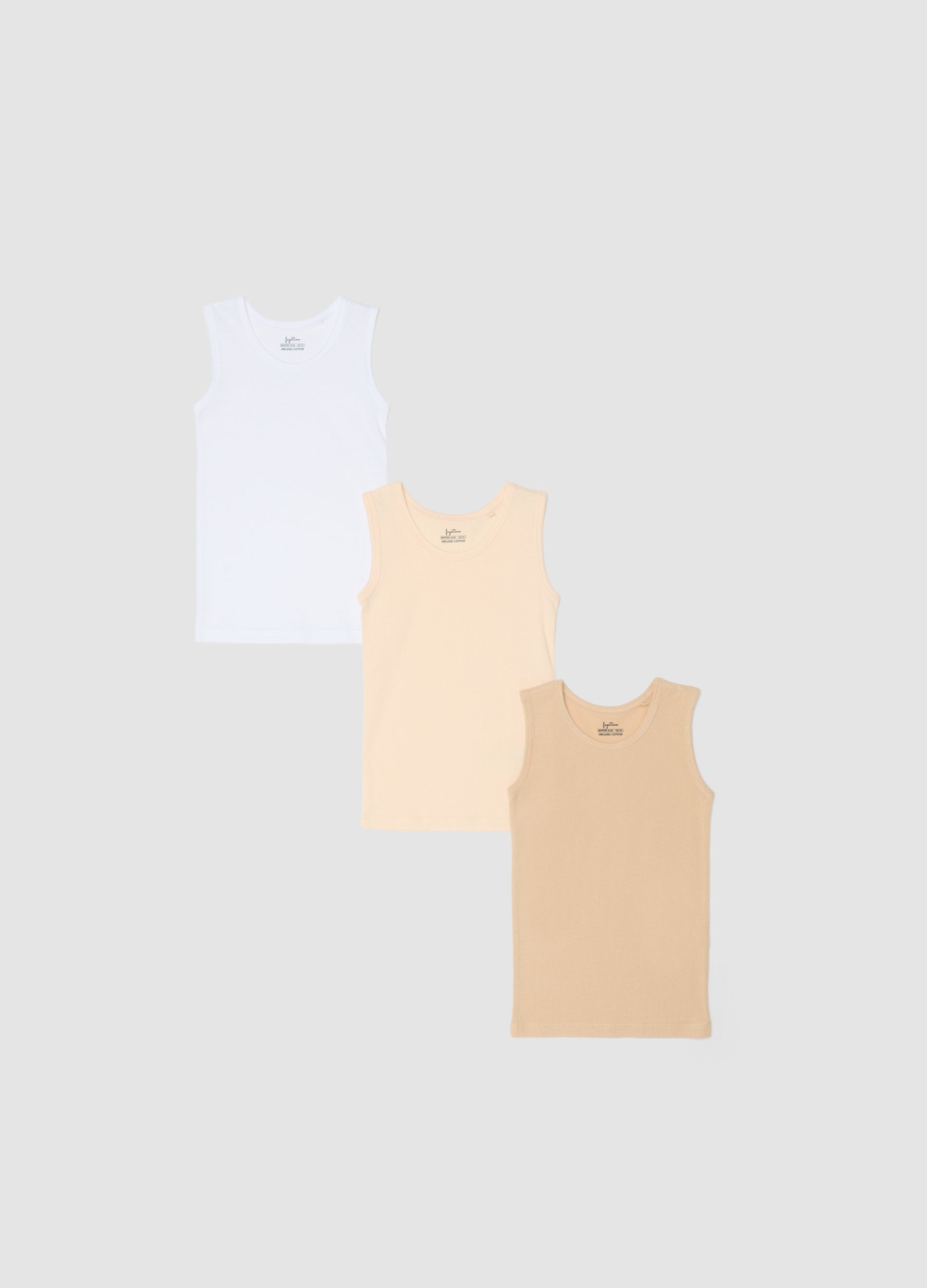 Tripack Canotte In Puro Cotone Multicolor Da Neonato Regular Fit