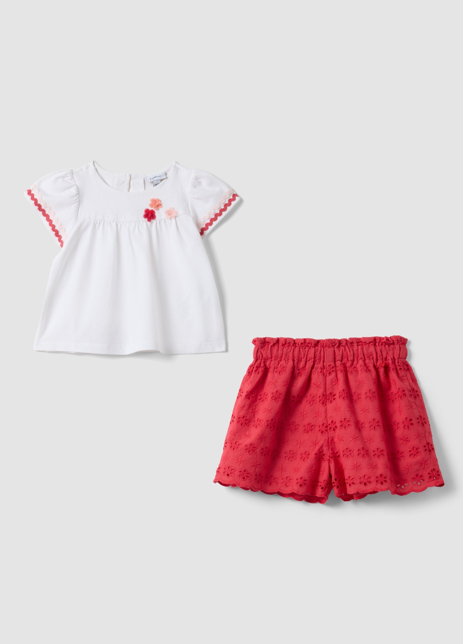 Completo In Puro Cotone Multicolor Da Bimba Regular Fit Con Fiori