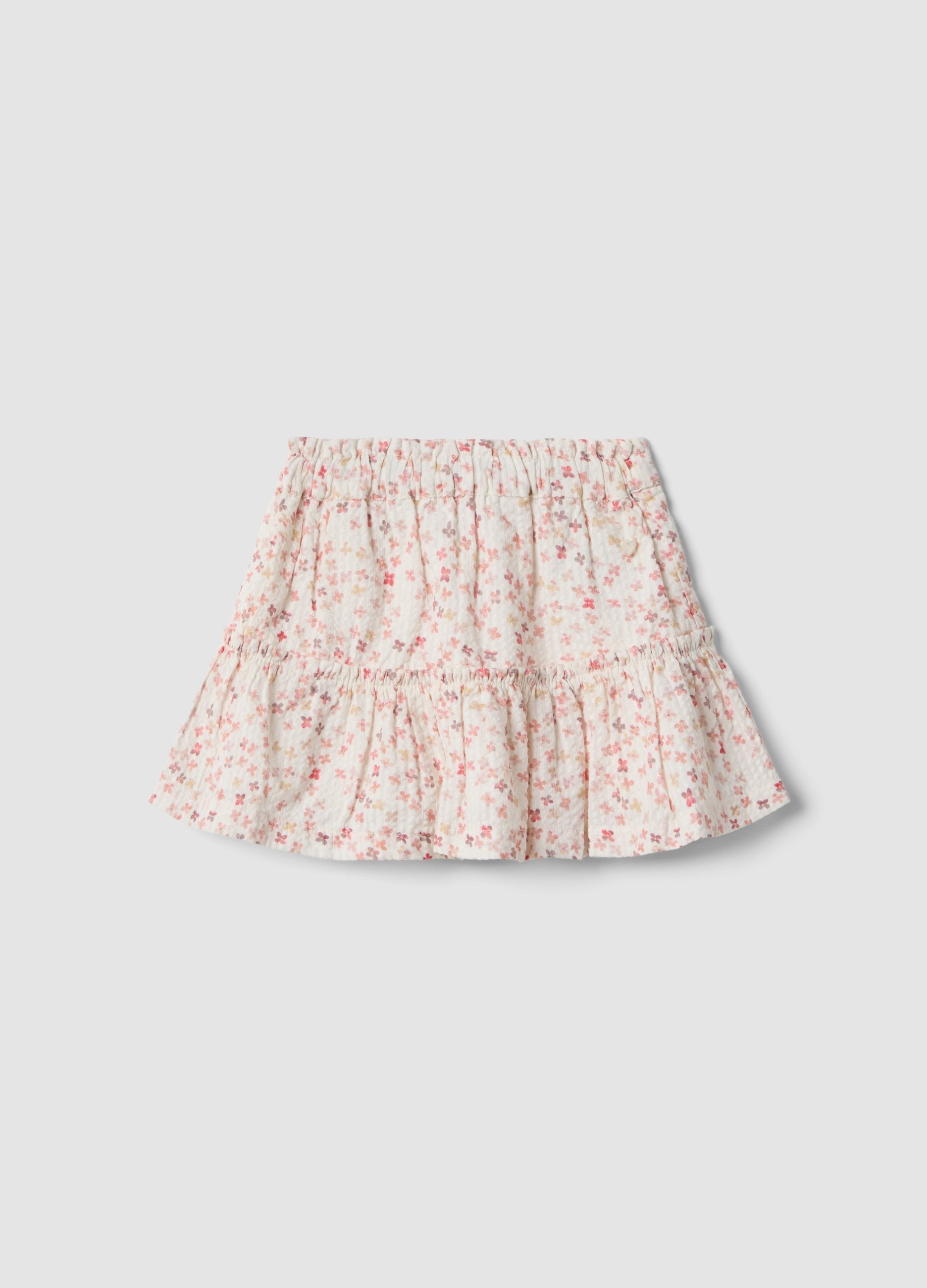 Gonna In Puro Cotone Multicolor Da Bimba Con Motivo Floreale