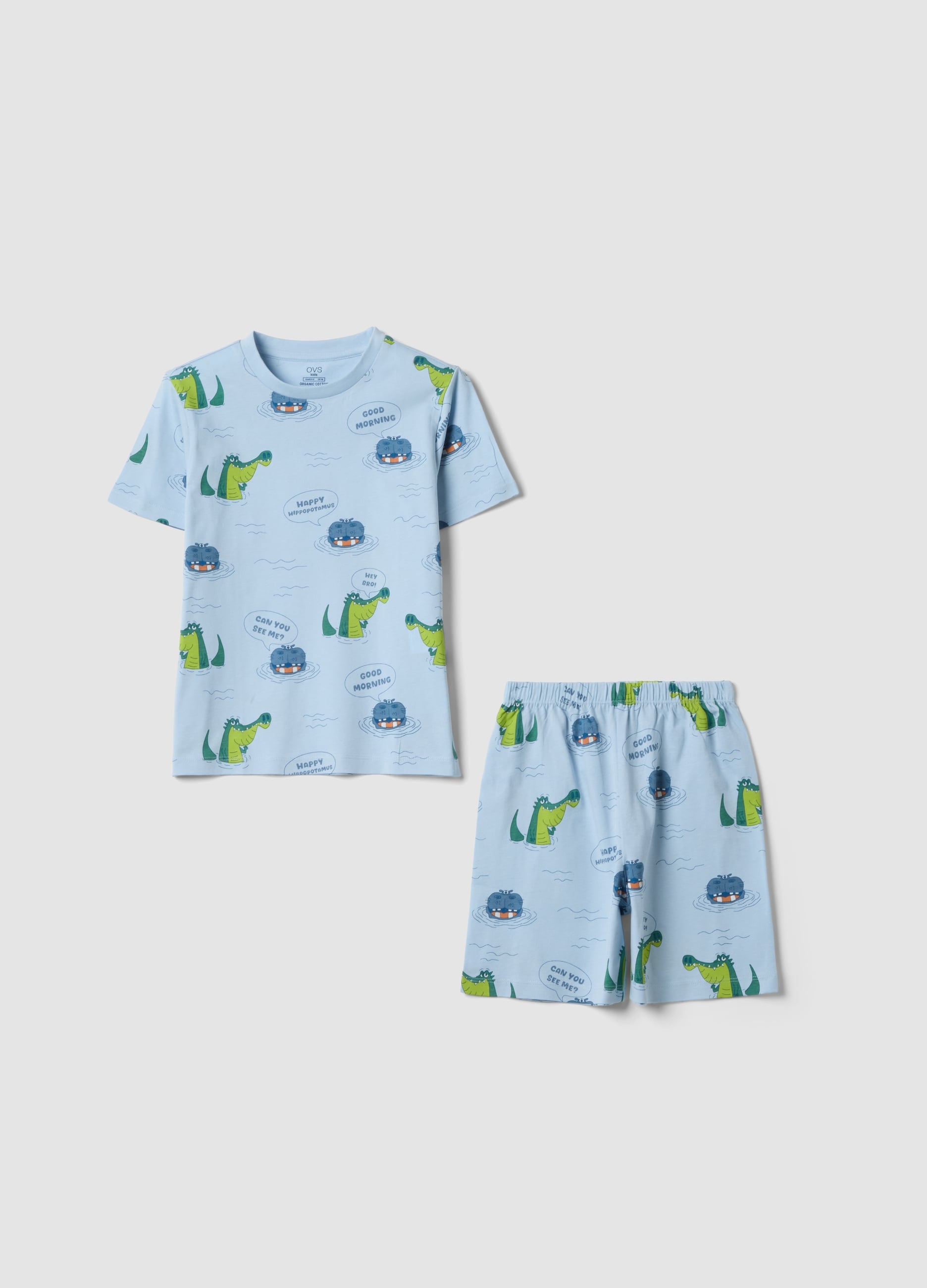 Pigiama In Puro Cotone Azzurro Da Bambino Regular Fit Con Stampe