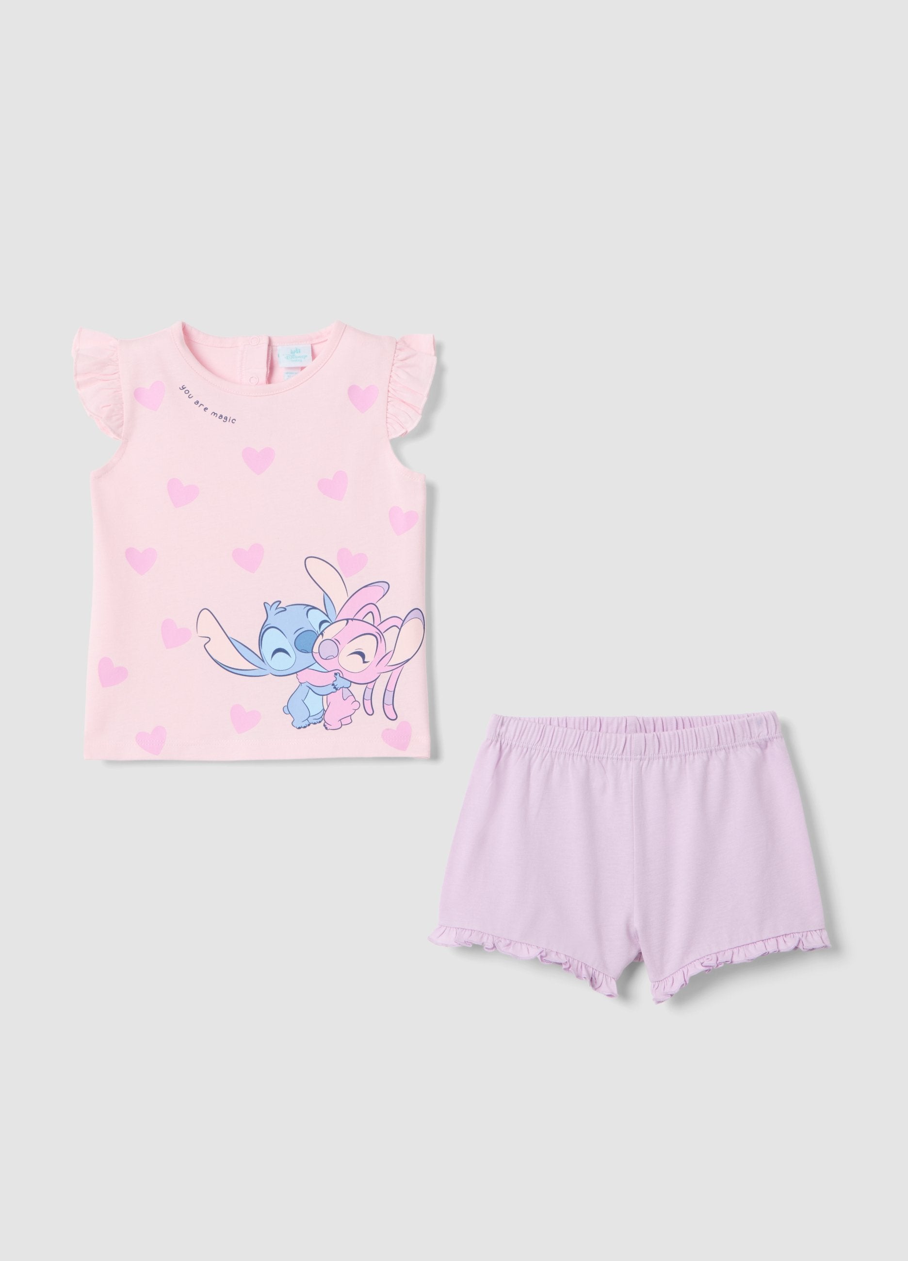 Pigiama In Puro Cotone Multicolor Da Neonata Regular Fit Con Stitch