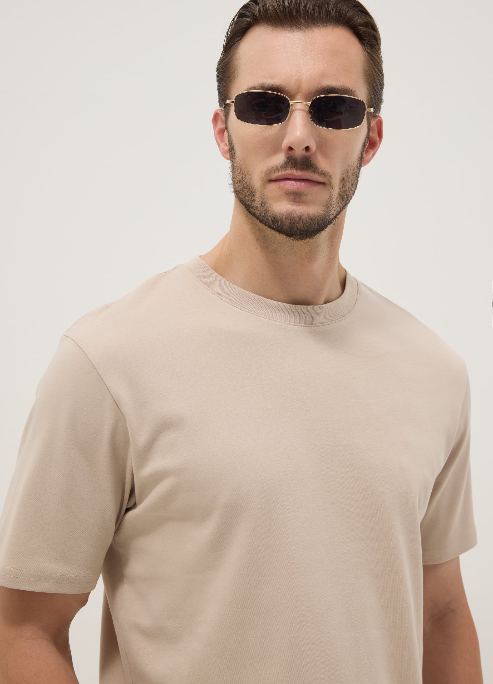 T-shirt The Iconic Tee Beige In Puro Cotone Relaxed Fit