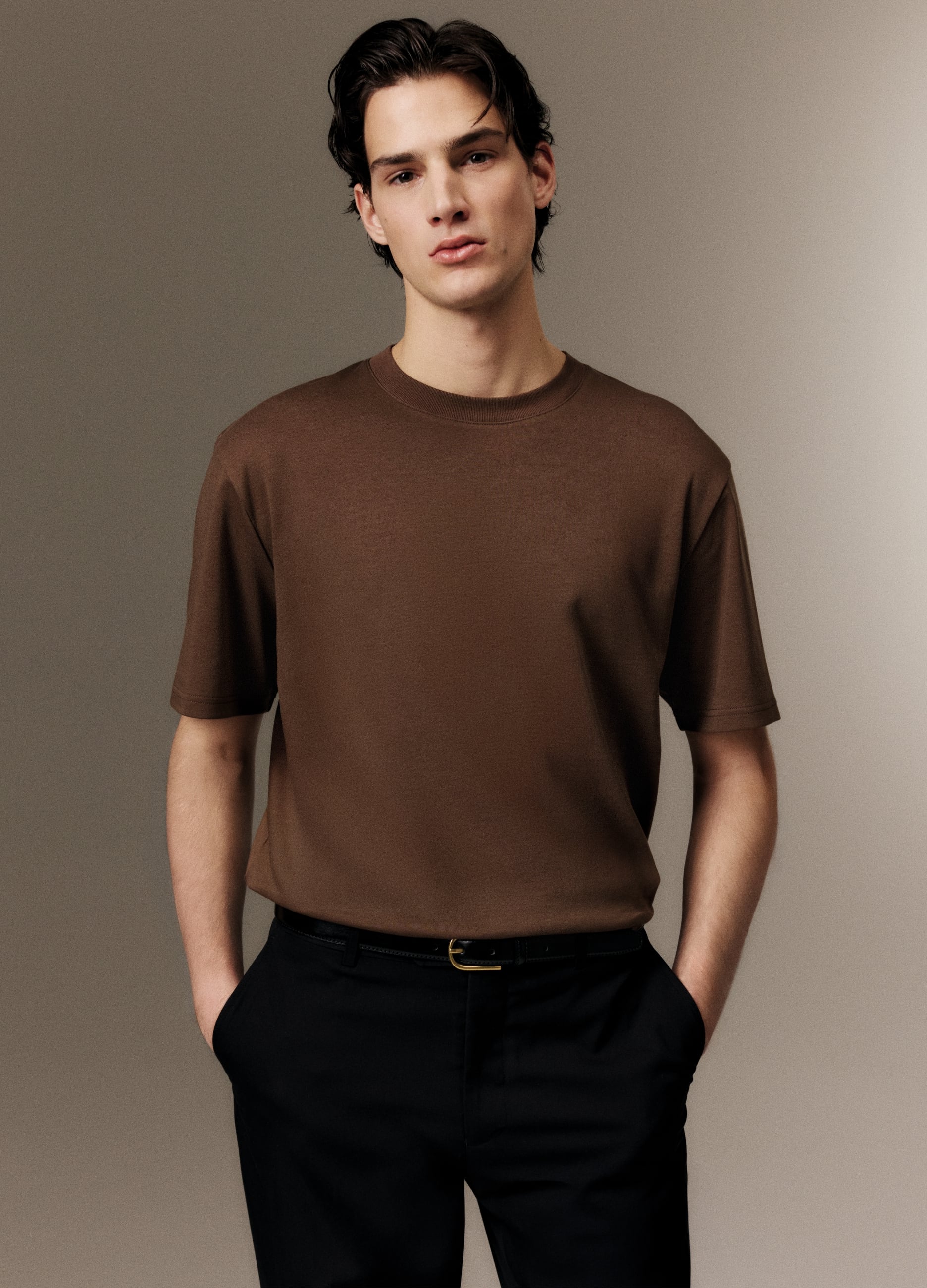 T-shirt The Iconic Tee Marrone In Puro Cotone Relaxed Fit