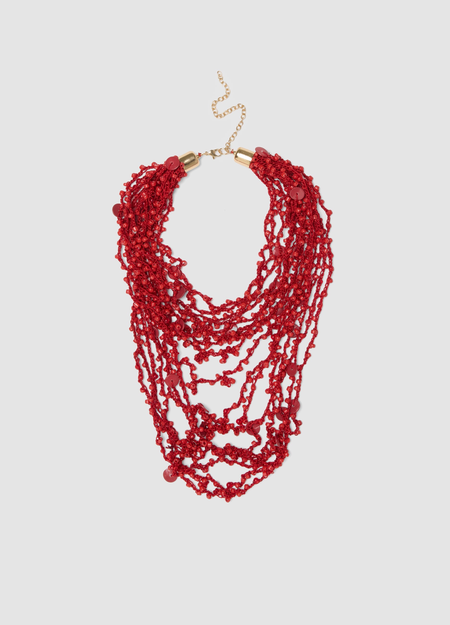 Collana Rossa Multistrato Con Chiusura Regolabile