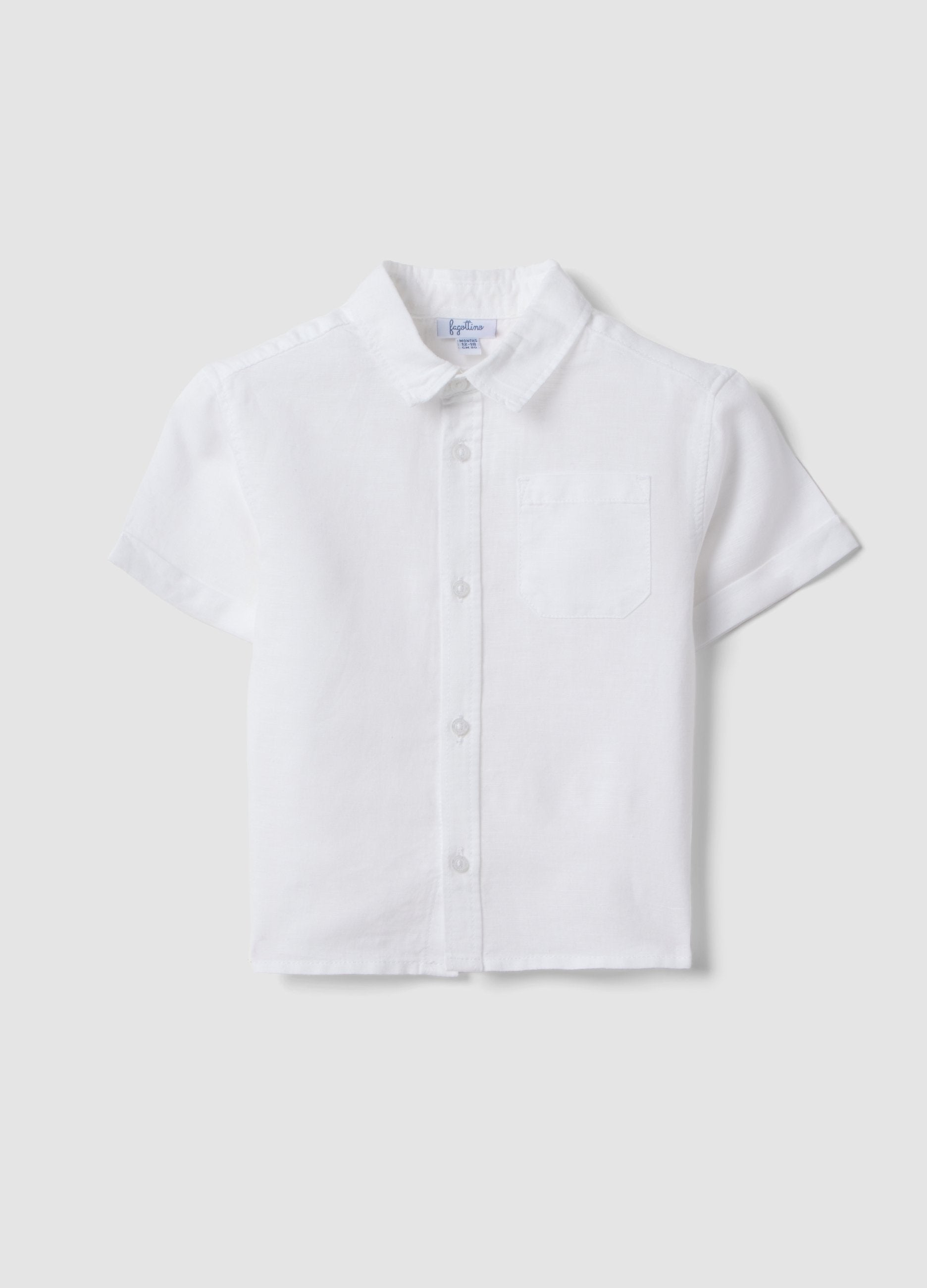 Camicia In Misto Lino E Cotone Bianca Da Bimbo Regular Fit