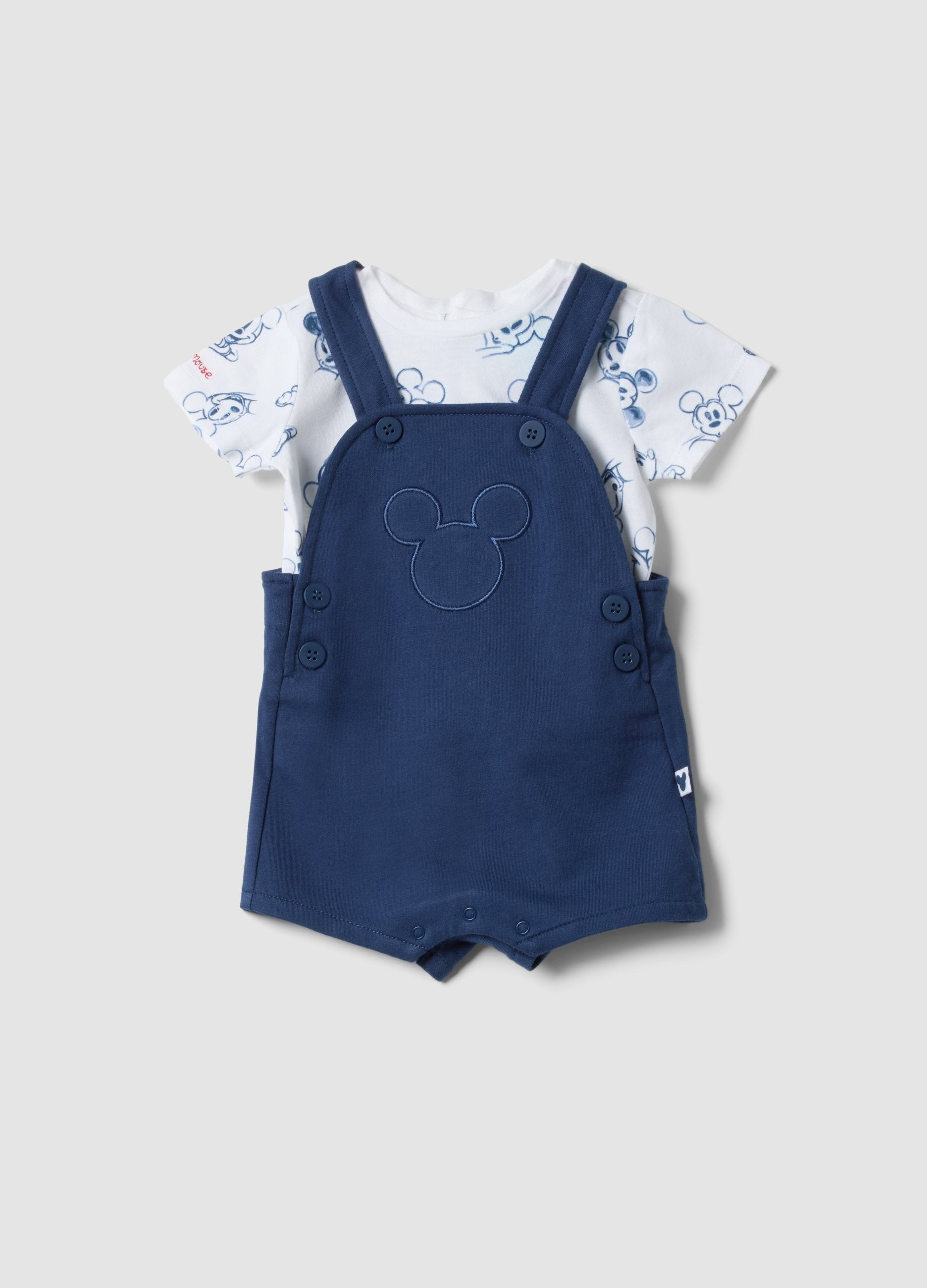 Completo In Puro Cotone Multicolor Da Neonato Con Topolino