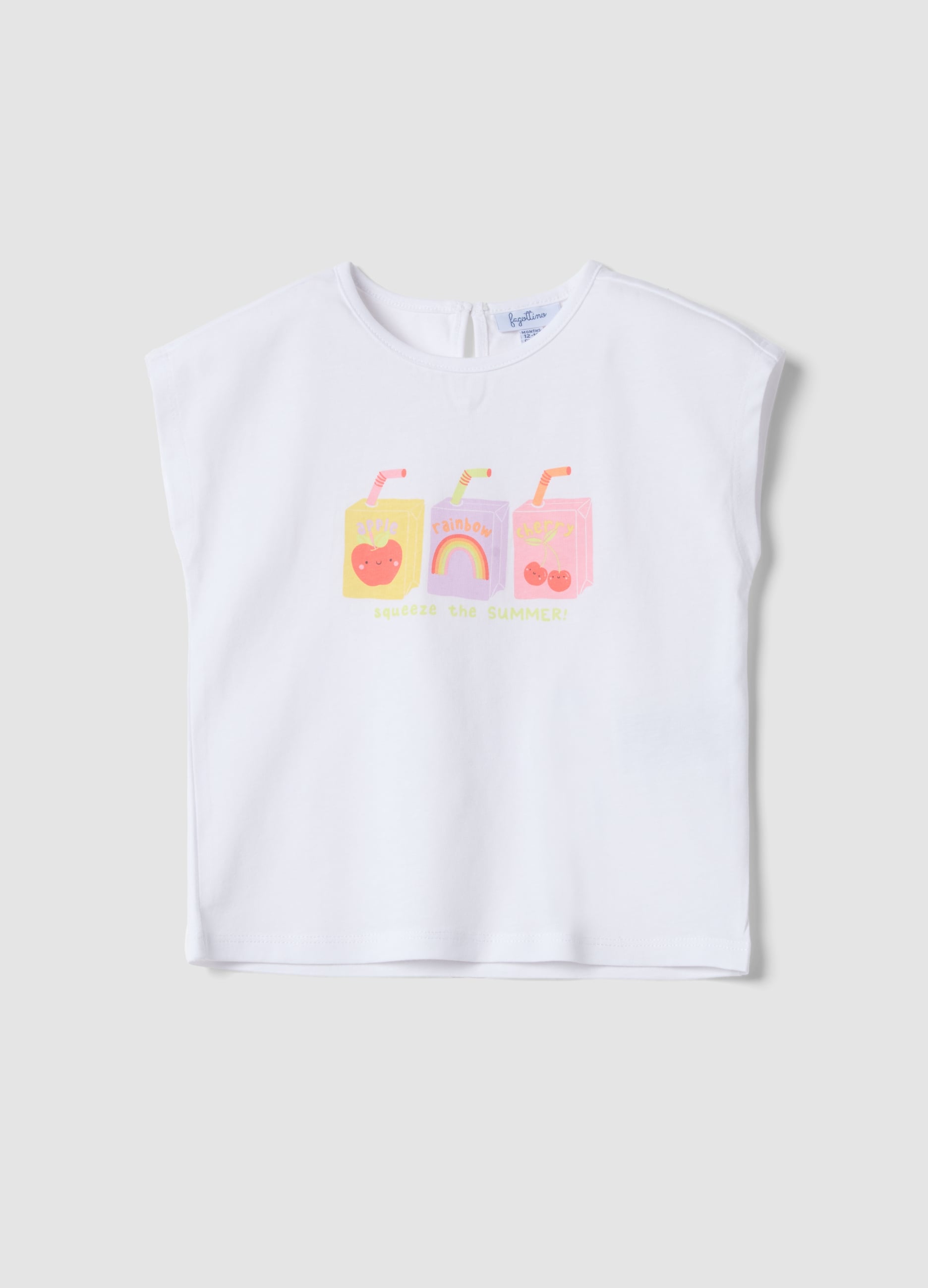 T-shirt Senza Maniche In Puro Cotone Bianca Da Bimba Regular Fit