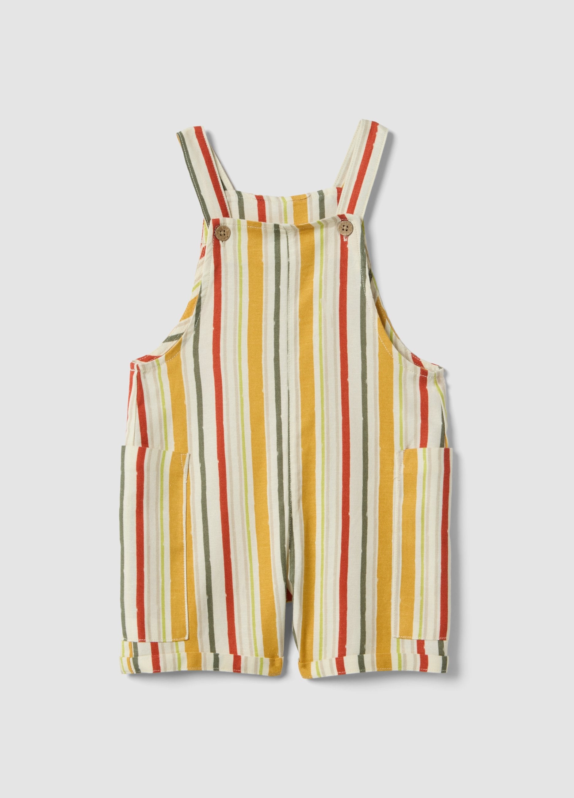Salopette In Misto Viscosa A Righe Multicolor Da Bimbo Regular Fit