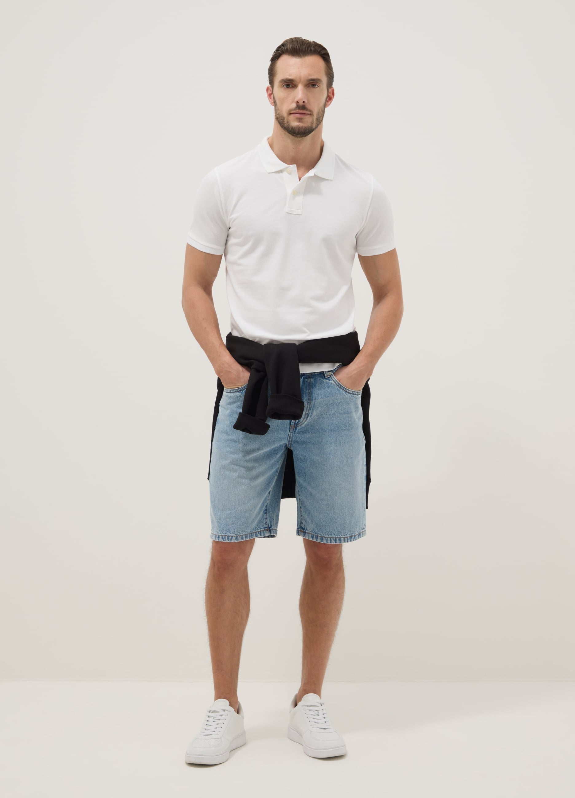 Bermuda Denim Azzurri In Puro Cotone Regular Fit