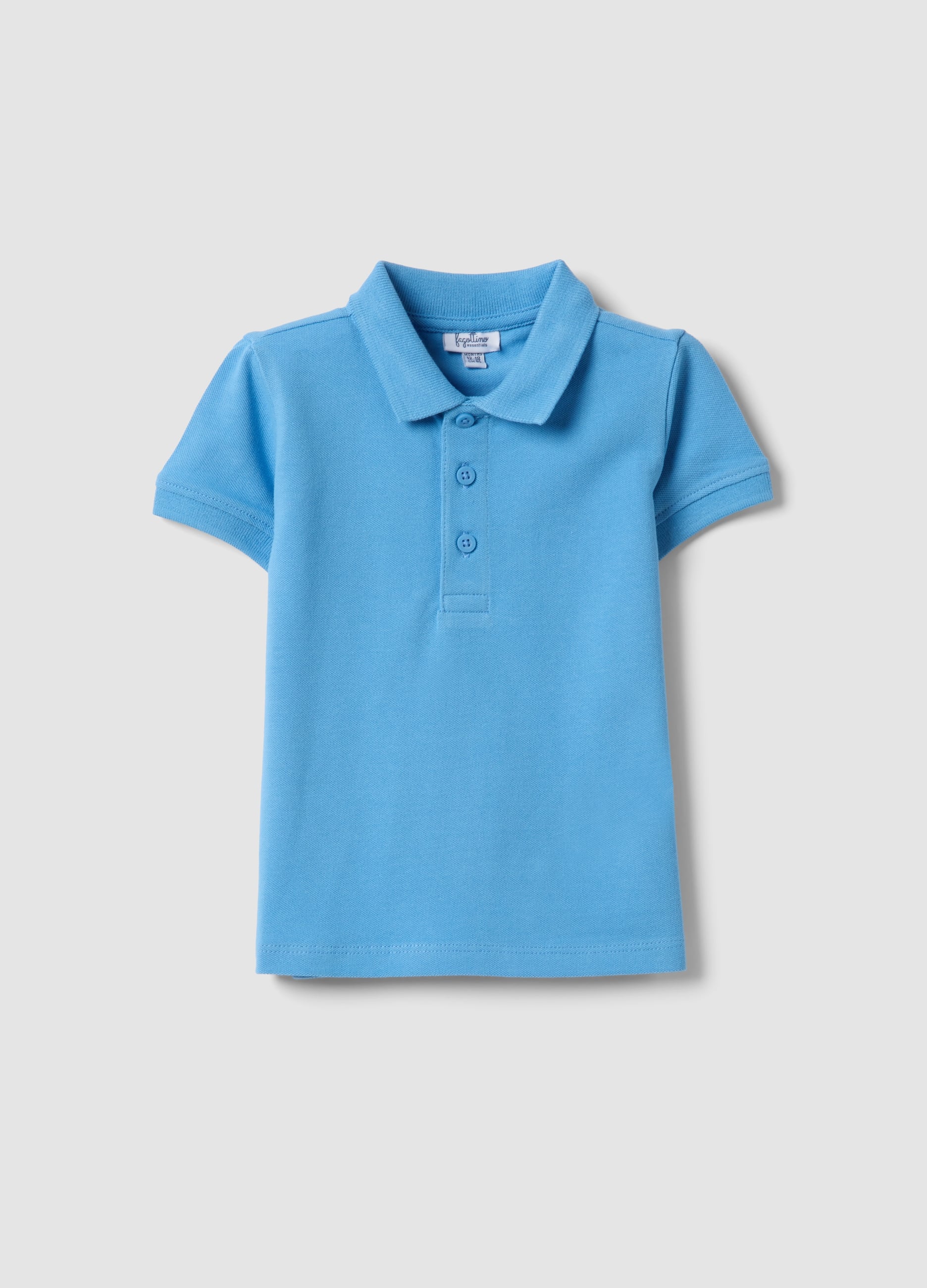 Polo In Puro Cotone Organico Azzurra Da Bimbo Regular Fit