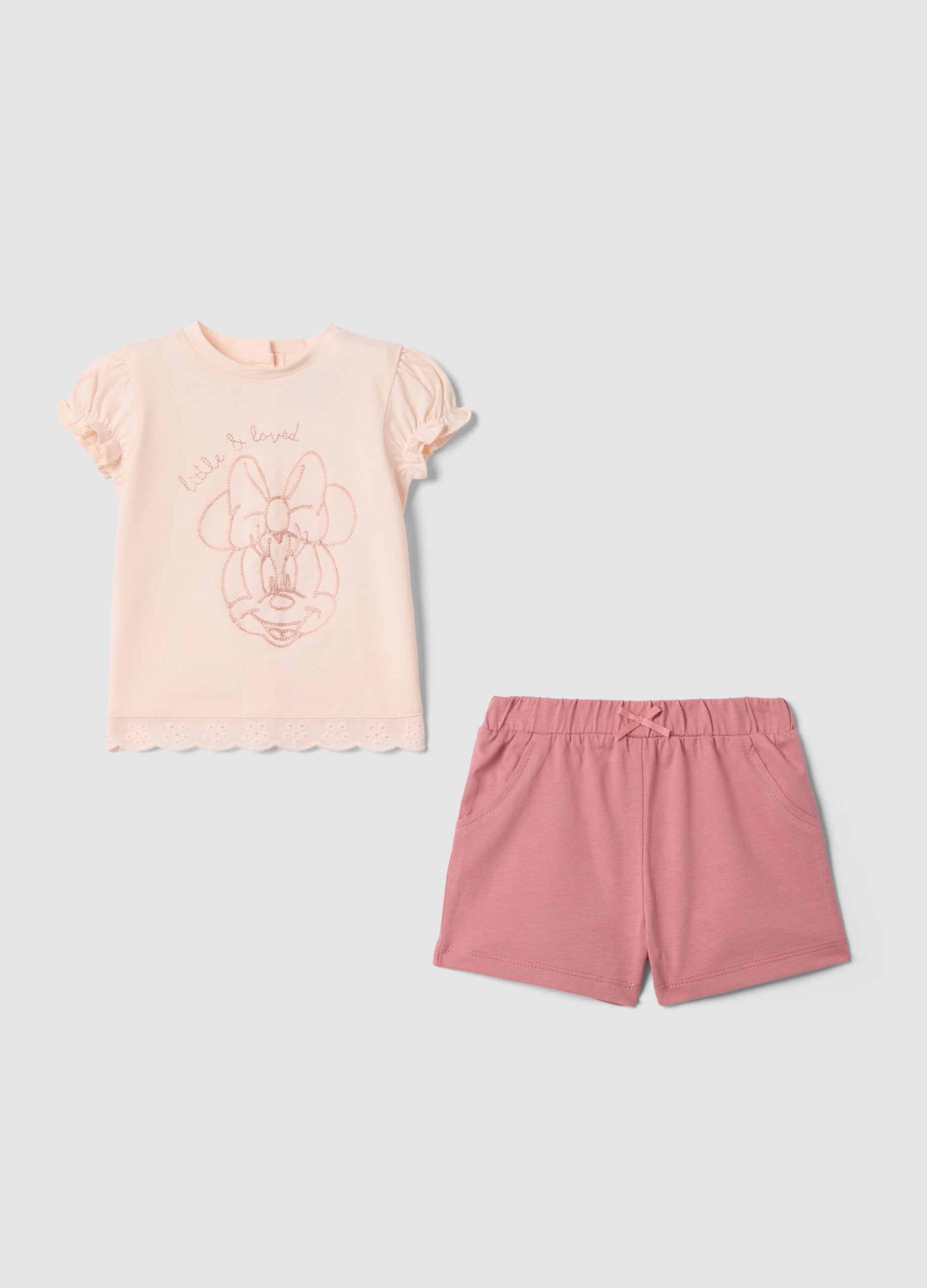 Set In Puro Cotone Rosa Da Neonata Con Minnie